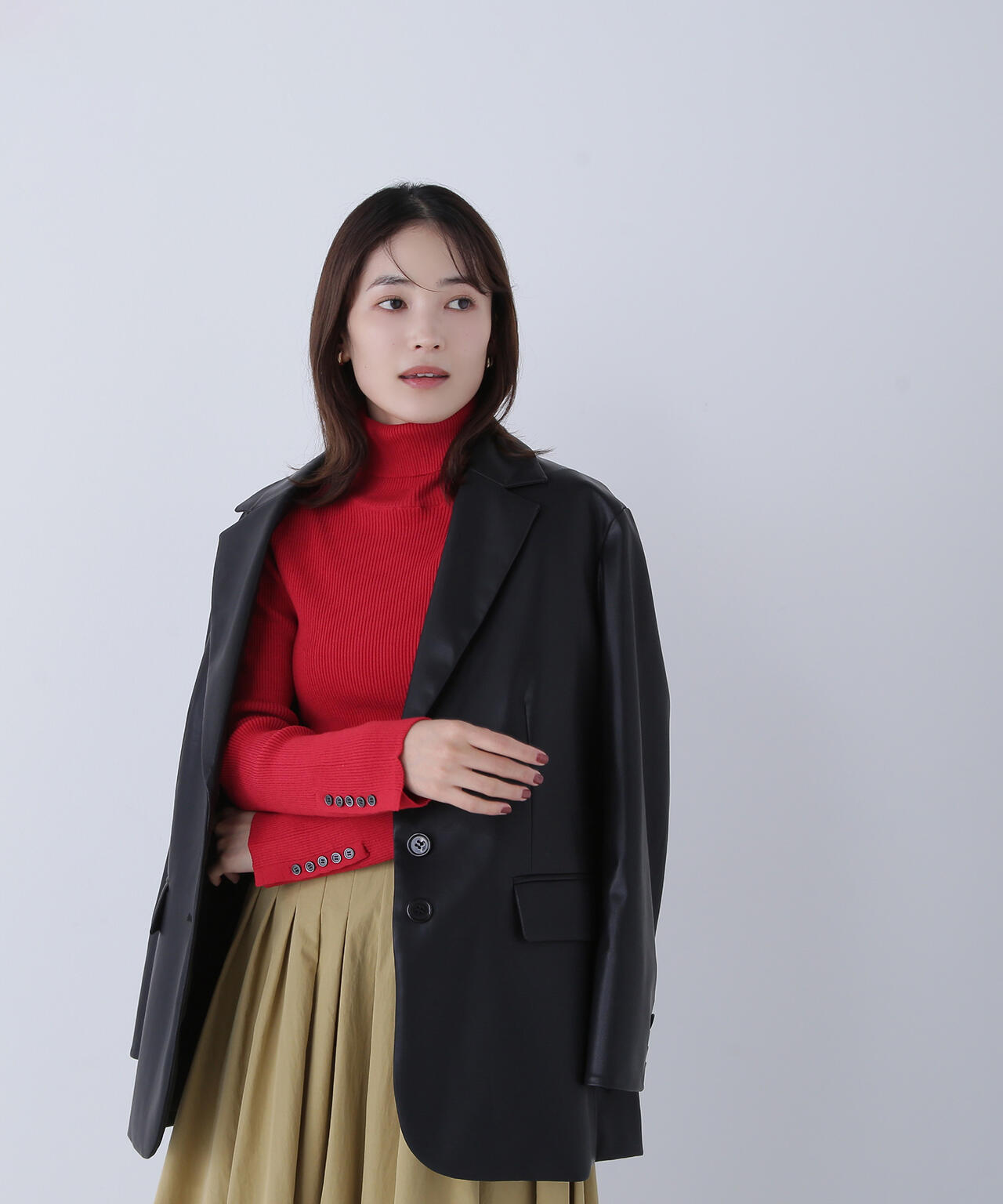 【Oggi掲載】ベーシックタートルネックニット