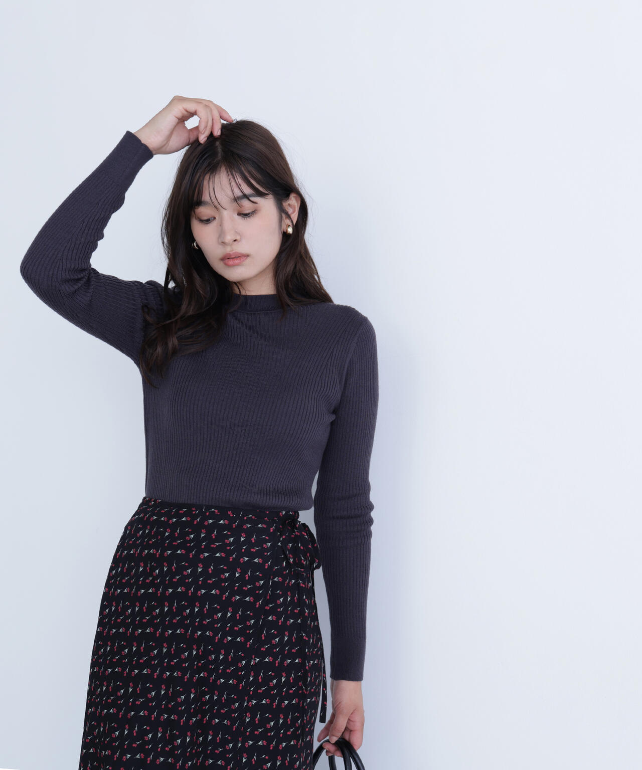 ウールブレンドニットシリーズ モックネック