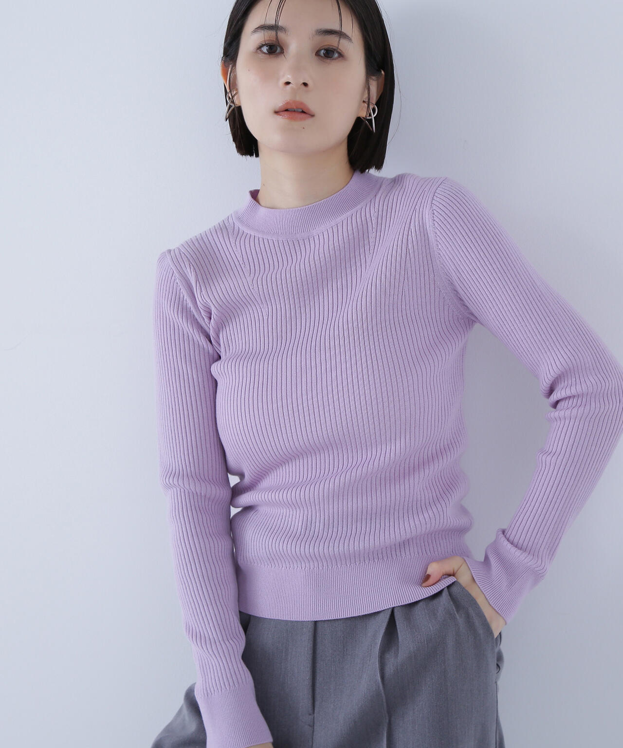 ウールブレンドニットシリーズ モックネック