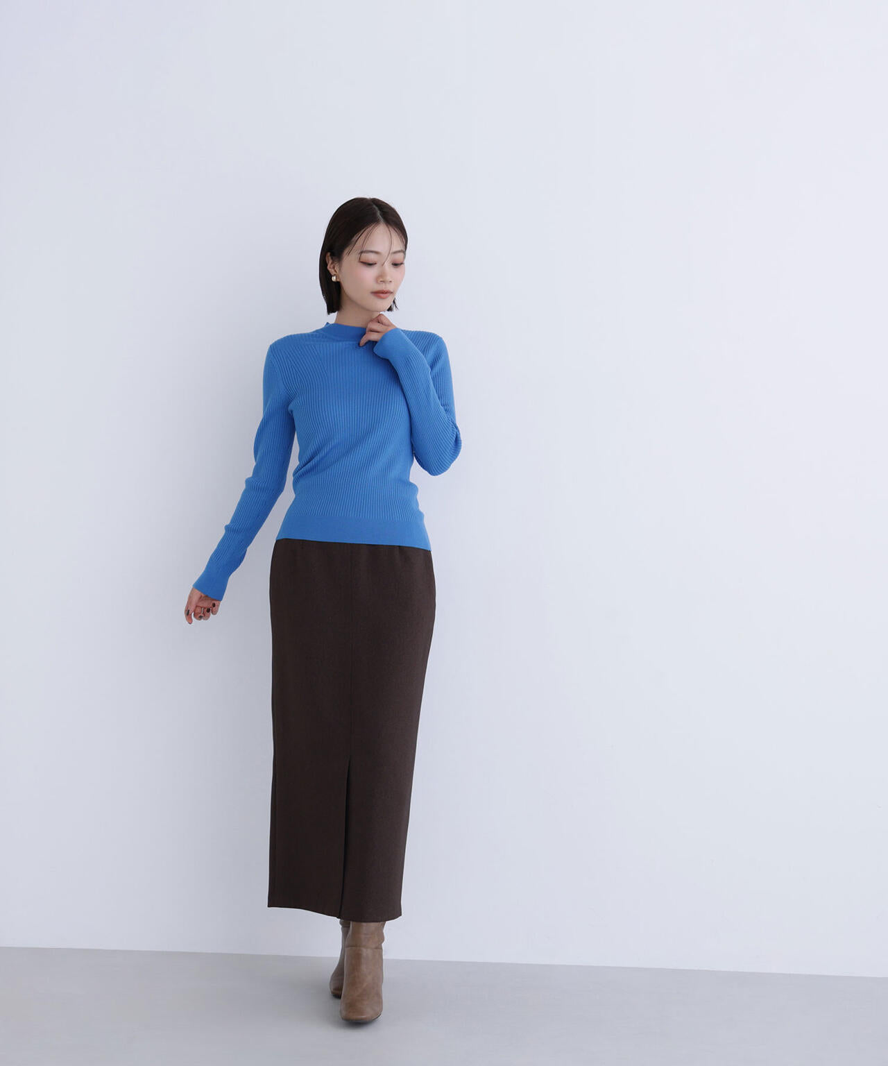 ウールブレンドニットシリーズ モックネック