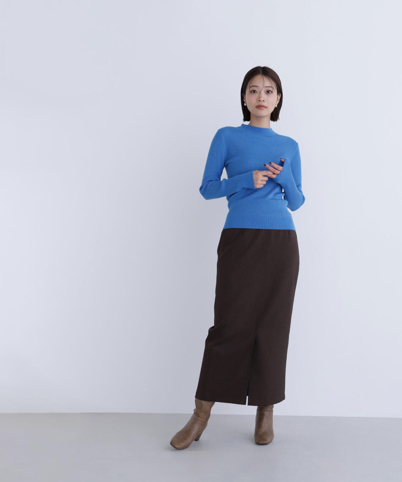 ウールブレンドニットシリーズ モックネック