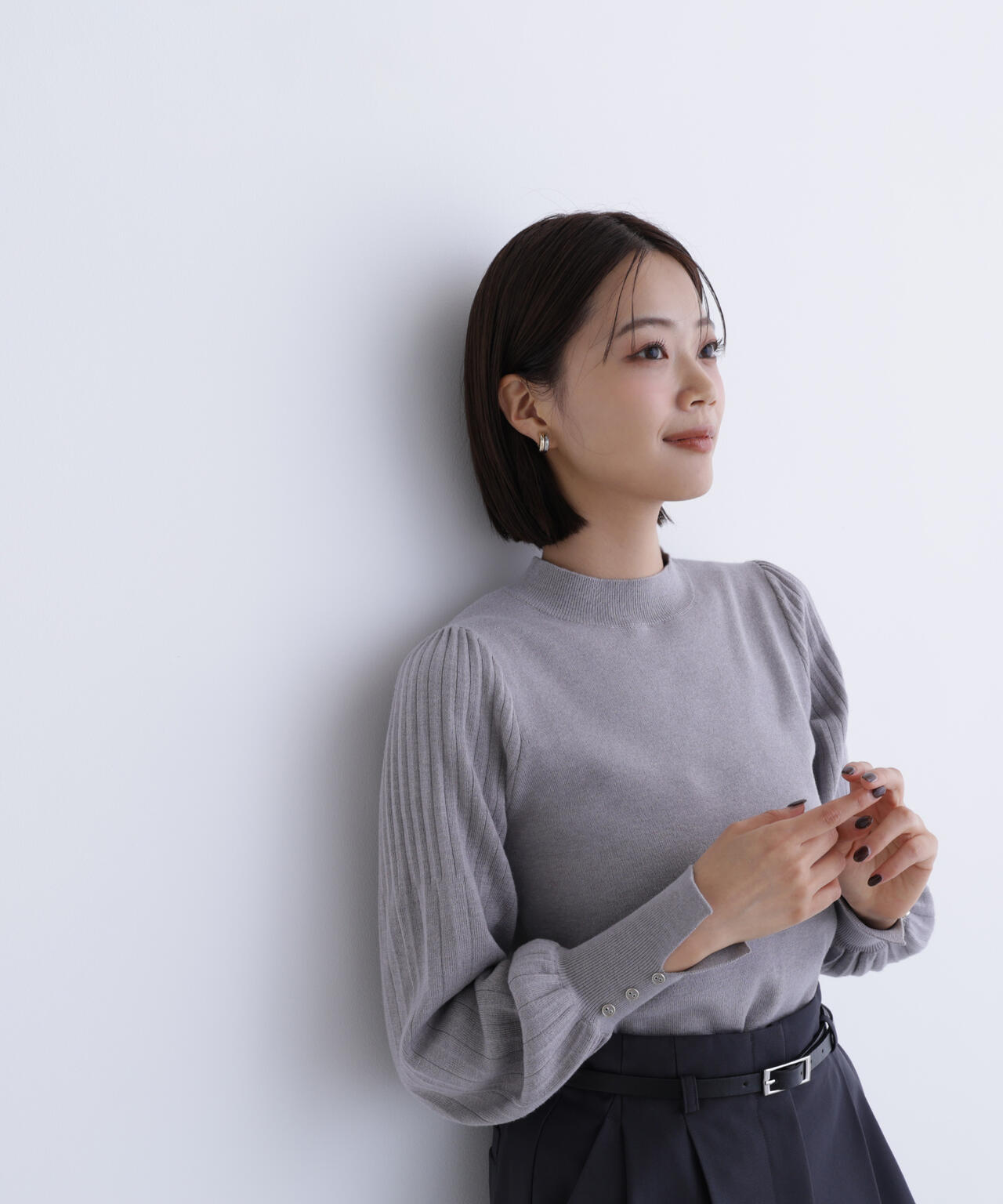 プリーツスリーブニット