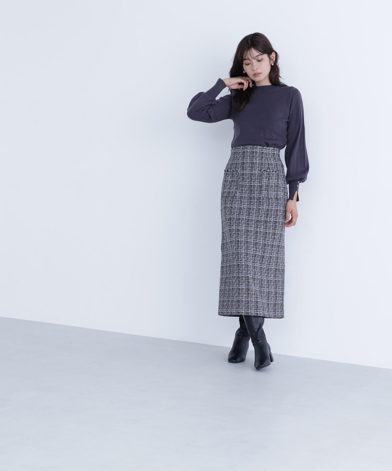 プリーツスリーブニット