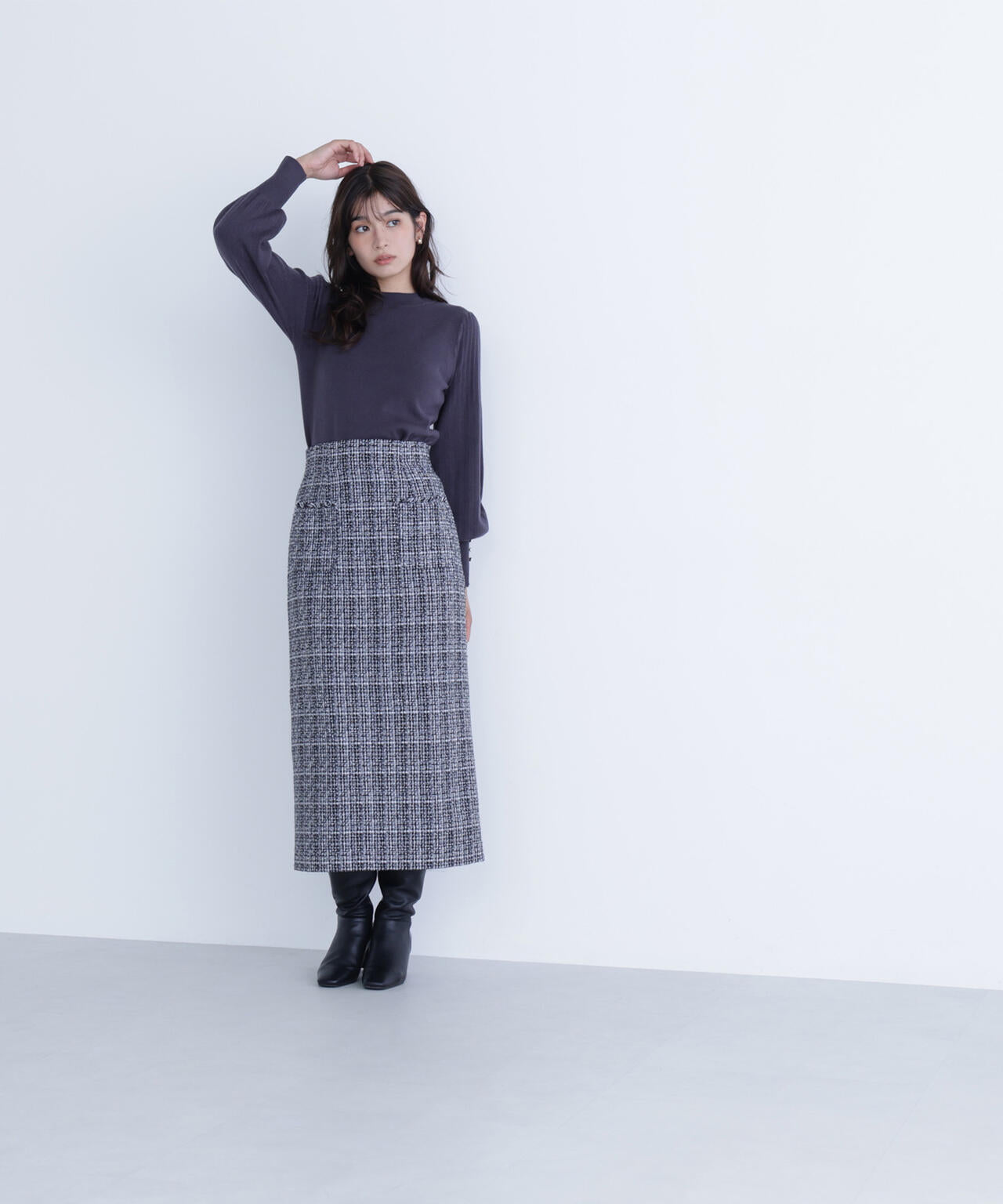 プリーツスリーブニット