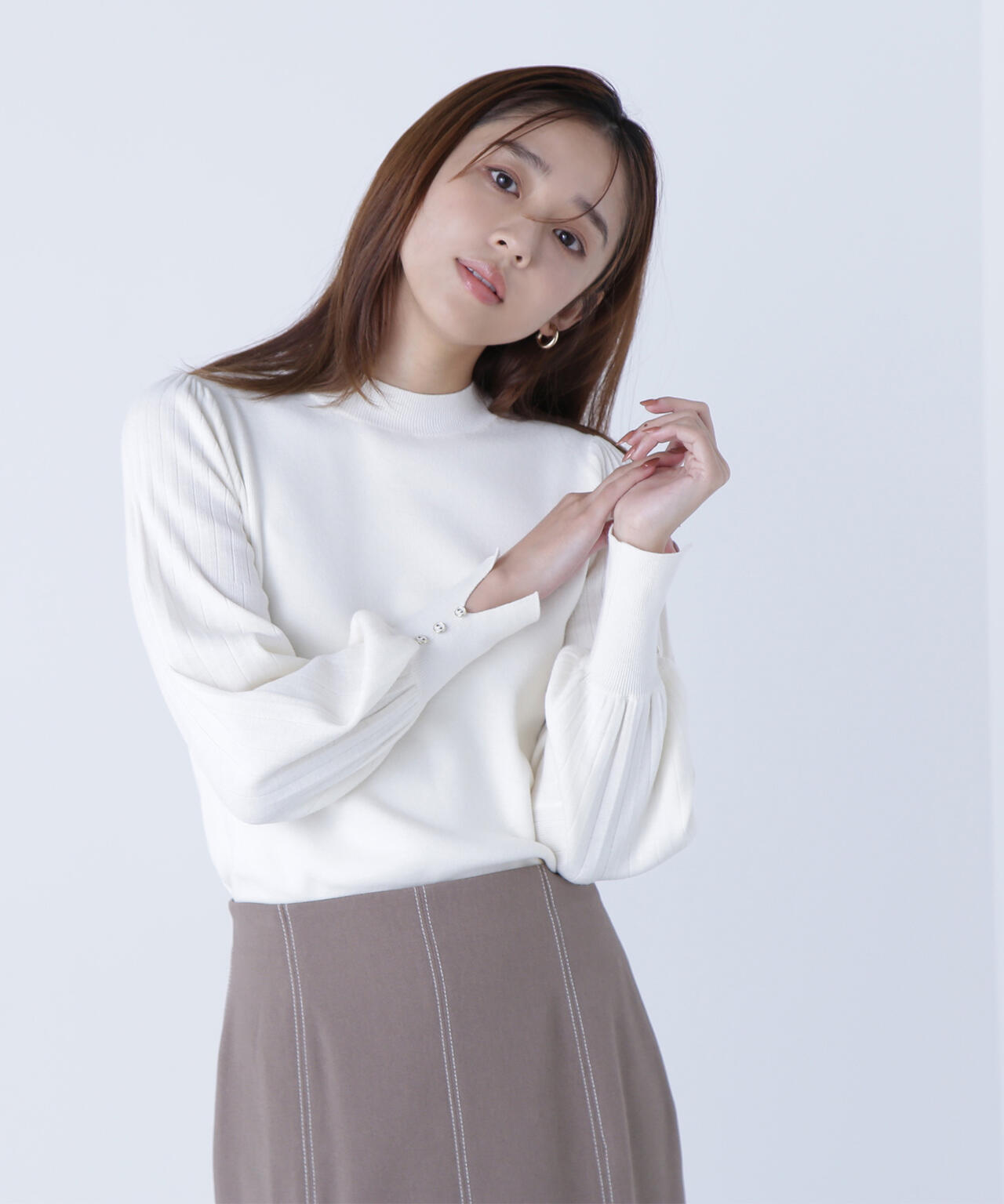 プリーツスリーブニット | NATURAL BEAUTY BASIC（ナチュラル