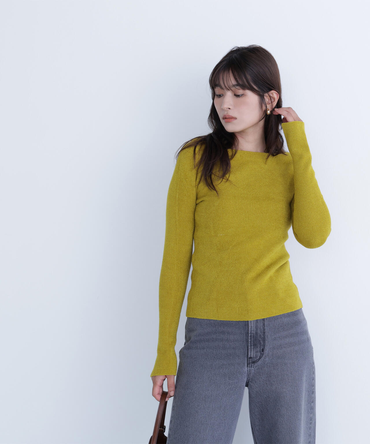 ボートネックモールリブニット