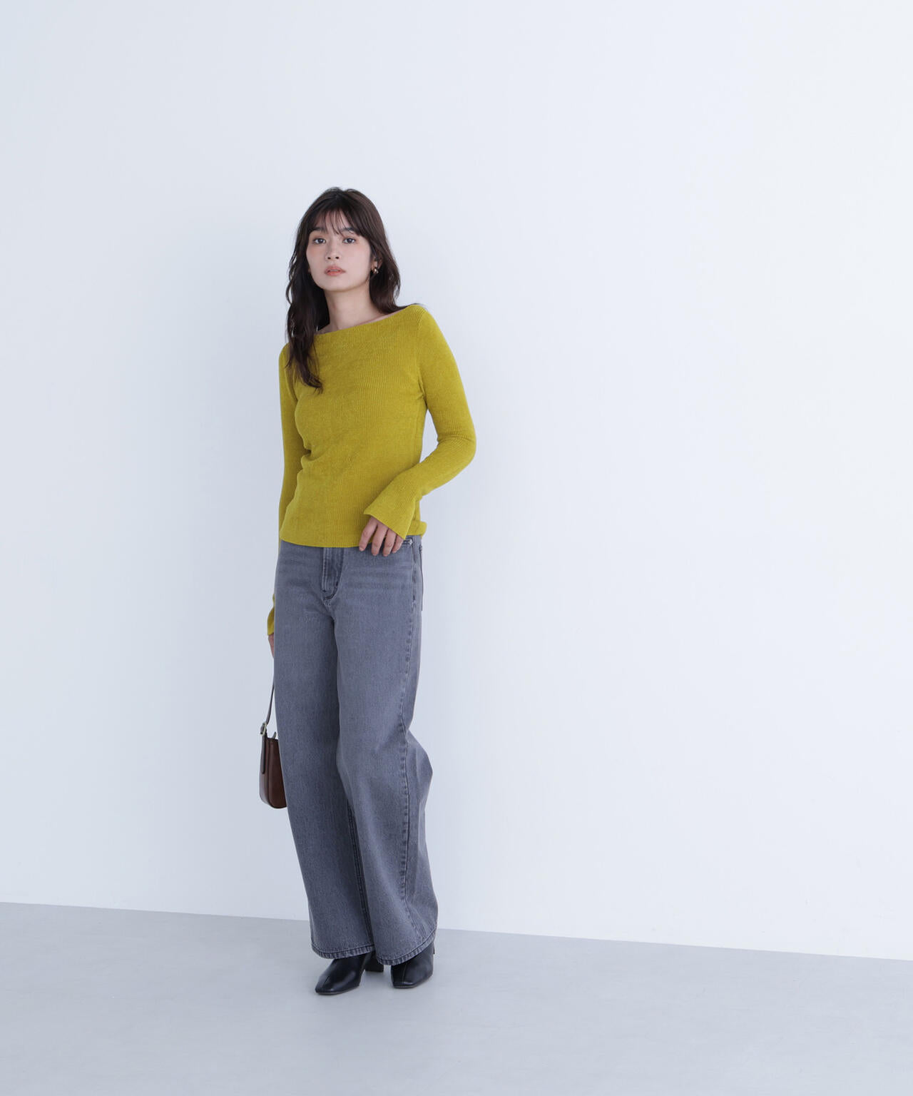 ボートネックモールリブニット