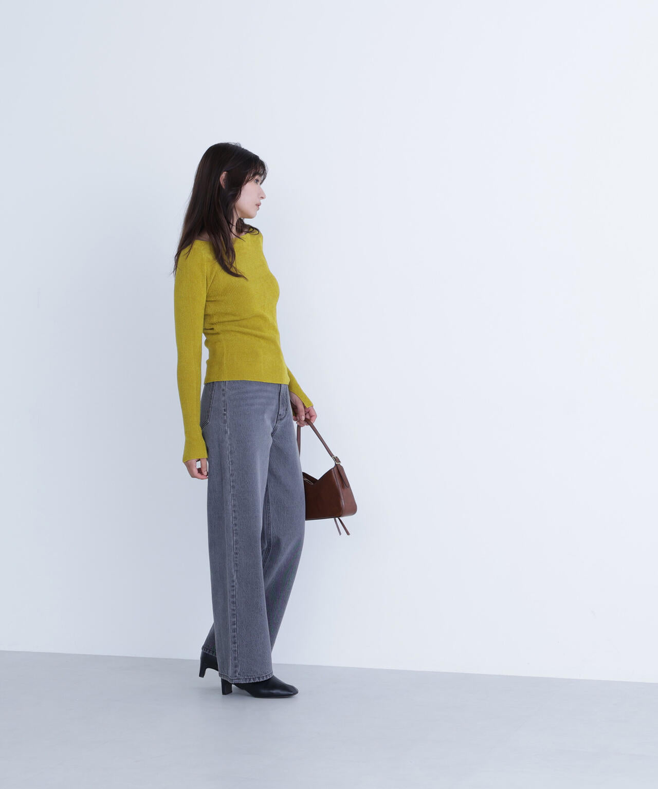 ボートネックモールリブニット