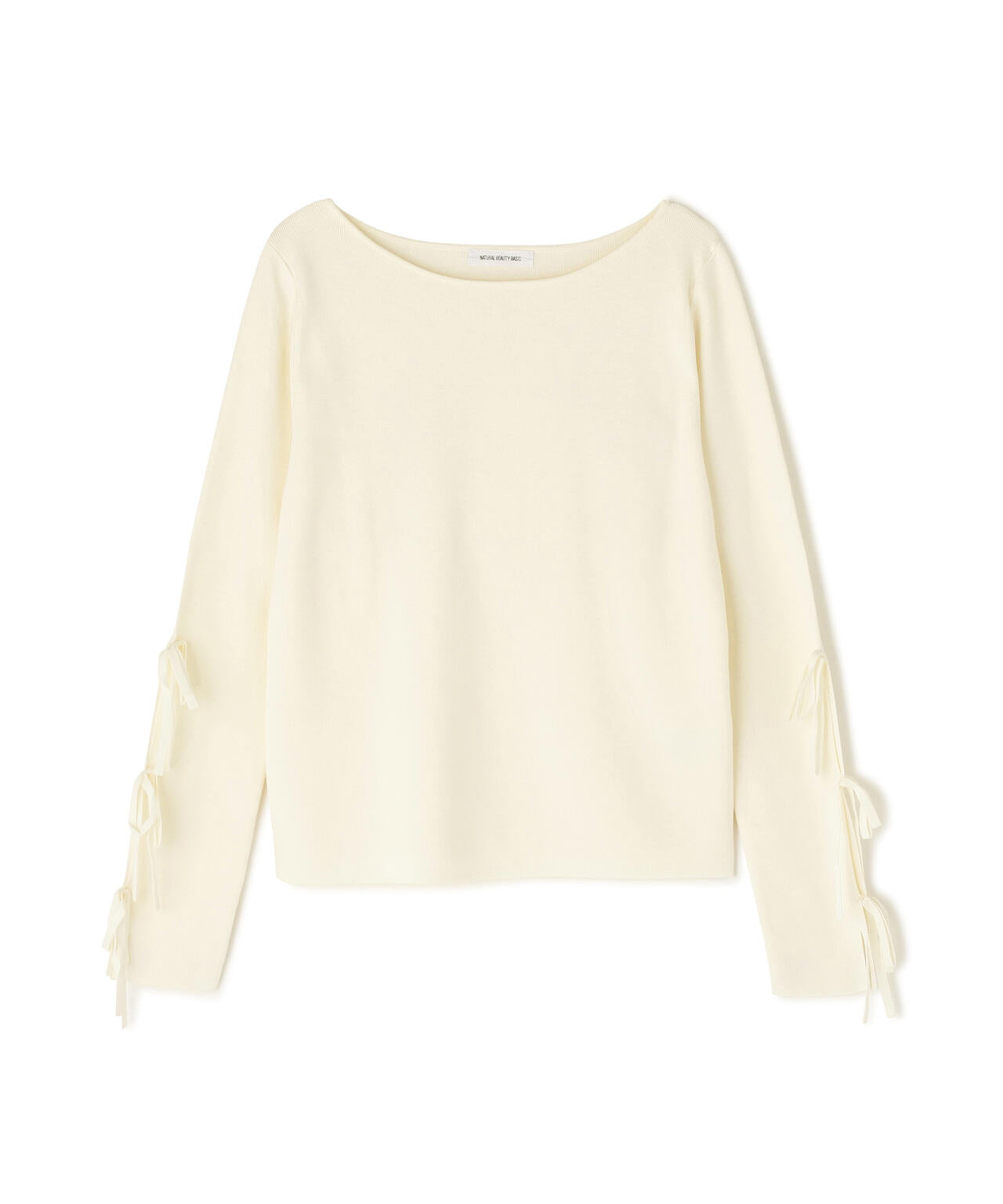 スリットリボンスリーブニット