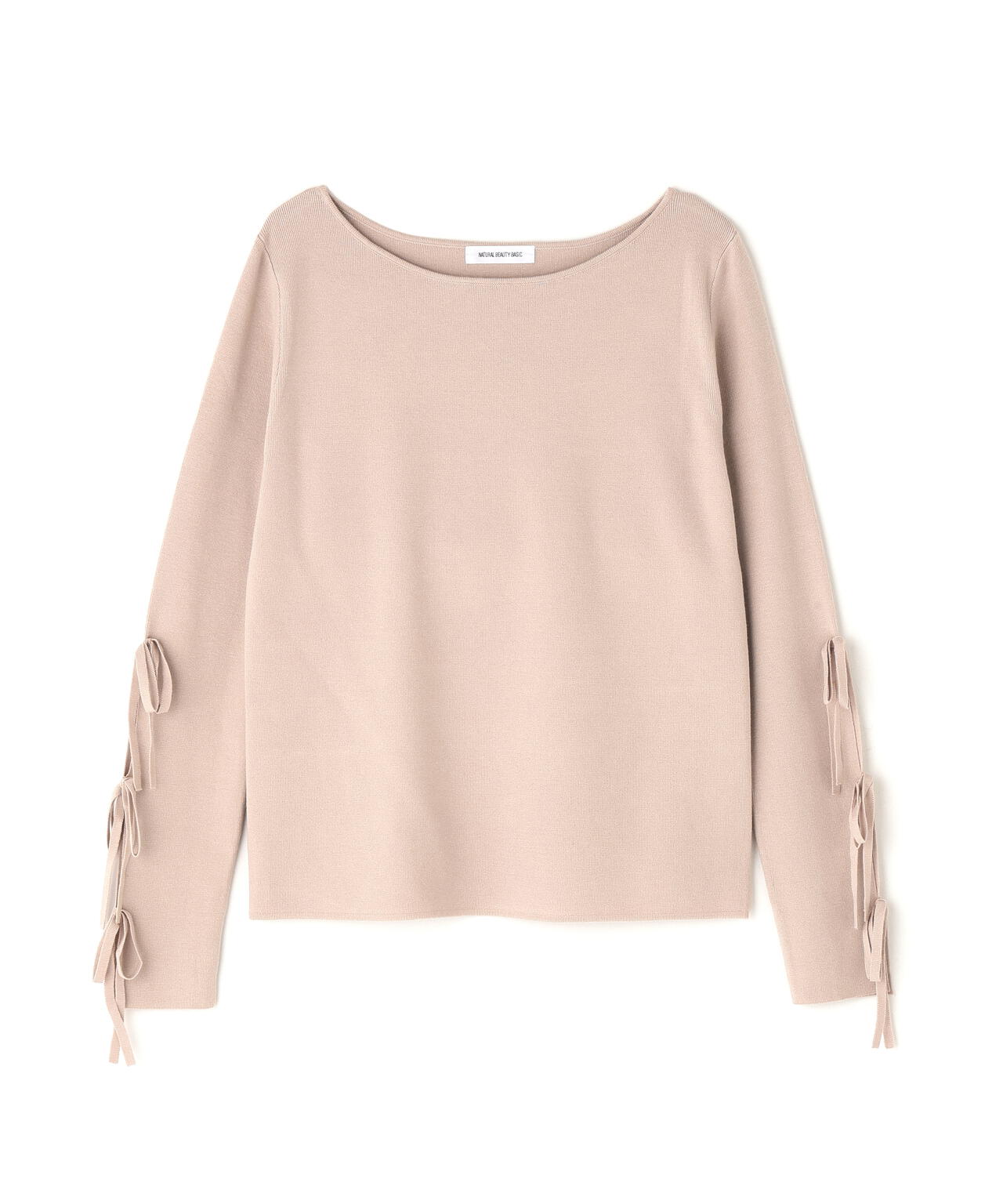 スリットリボンスリーブニット