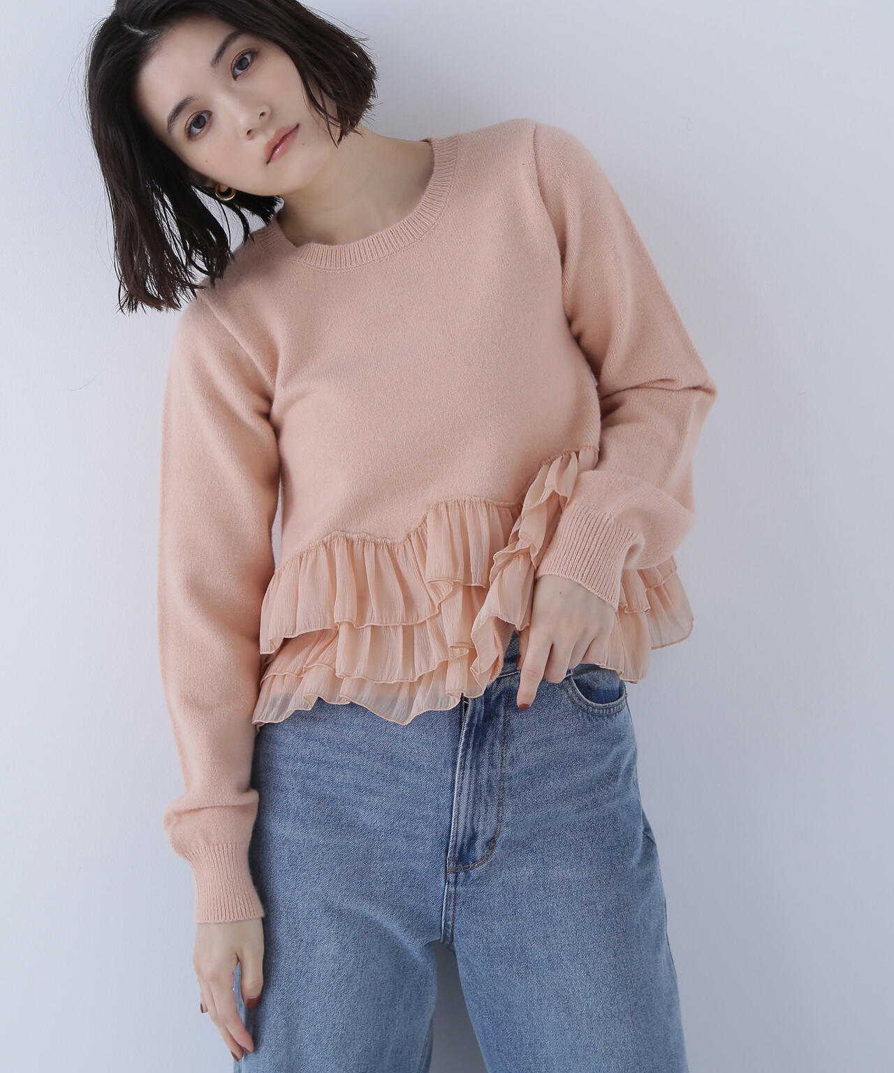 ヘムフリルドッキングニット