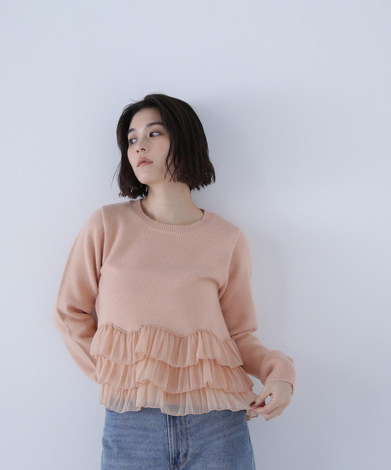 ヘムフリルドッキングニット