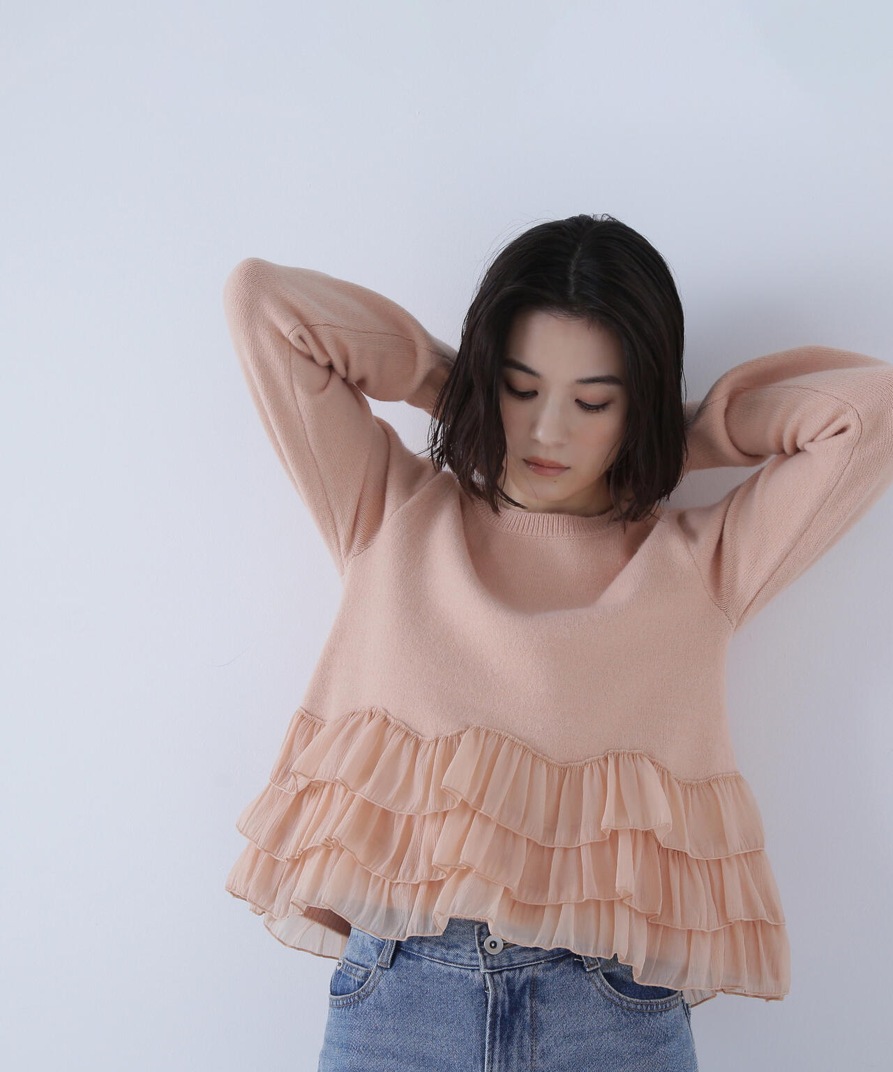 ヘムフリルドッキングニット