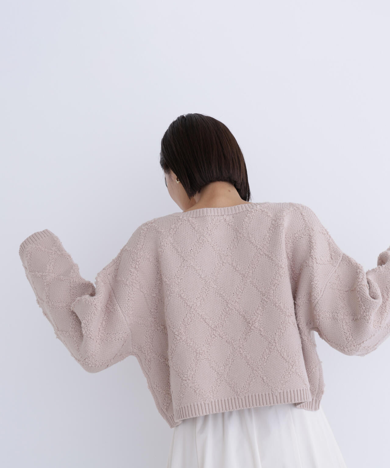 ダイヤ柄クロップドニット