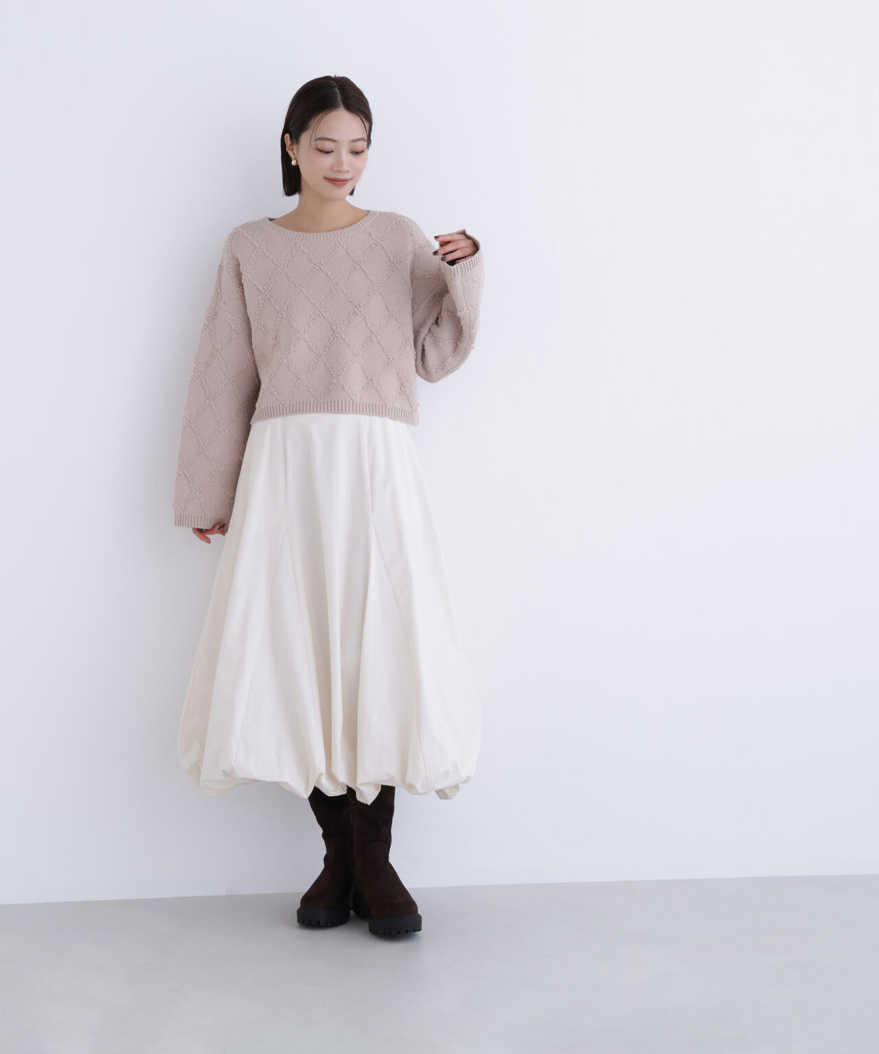 ダイヤ柄クロップドニット | NATURAL BEAUTY BASIC（ナチュラル