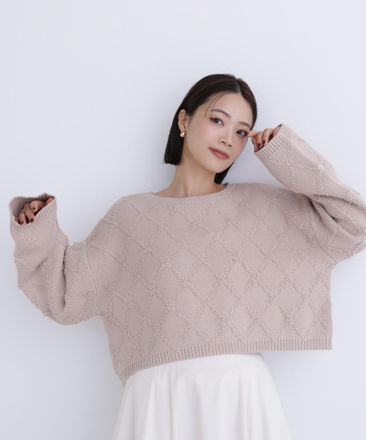 ダイヤ柄クロップドニット | NATURAL BEAUTY BASIC（ナチュラル