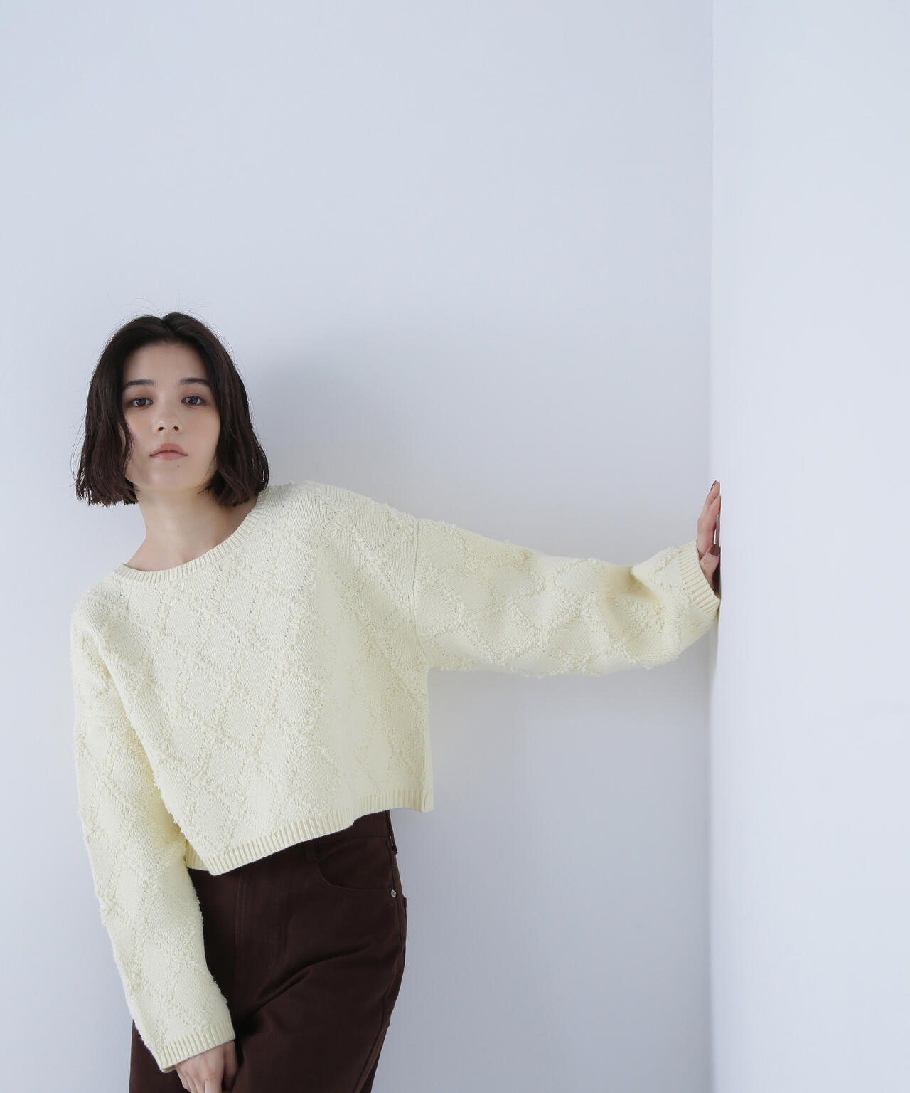 ダイヤ柄クロップドニット | NATURAL BEAUTY BASIC（ナチュラル