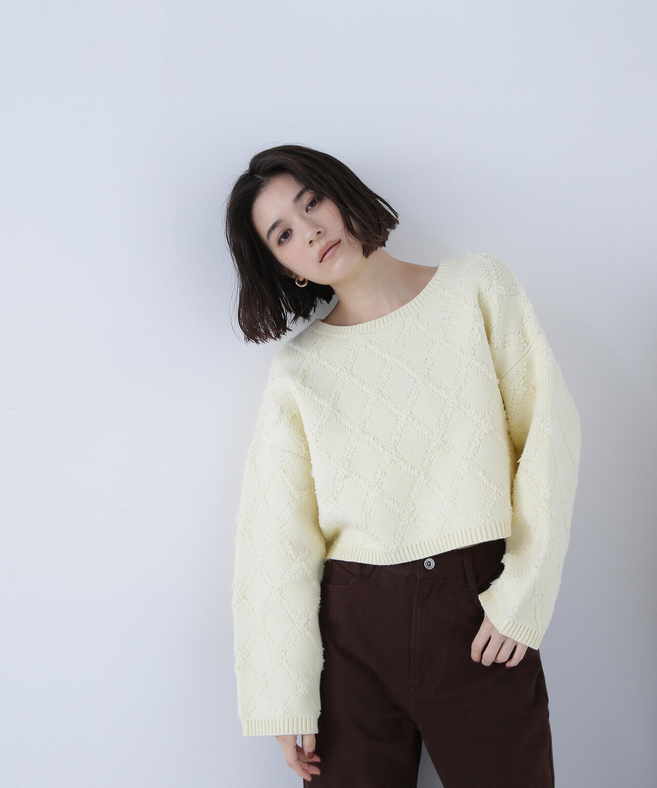 ダイヤ柄クロップドニット | NATURAL BEAUTY BASIC（ナチュラル