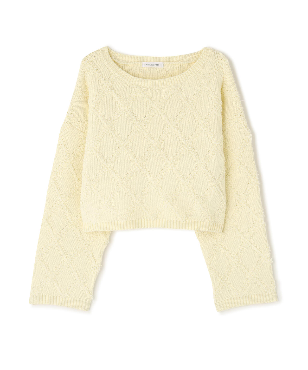 ダイヤ柄クロップドニット