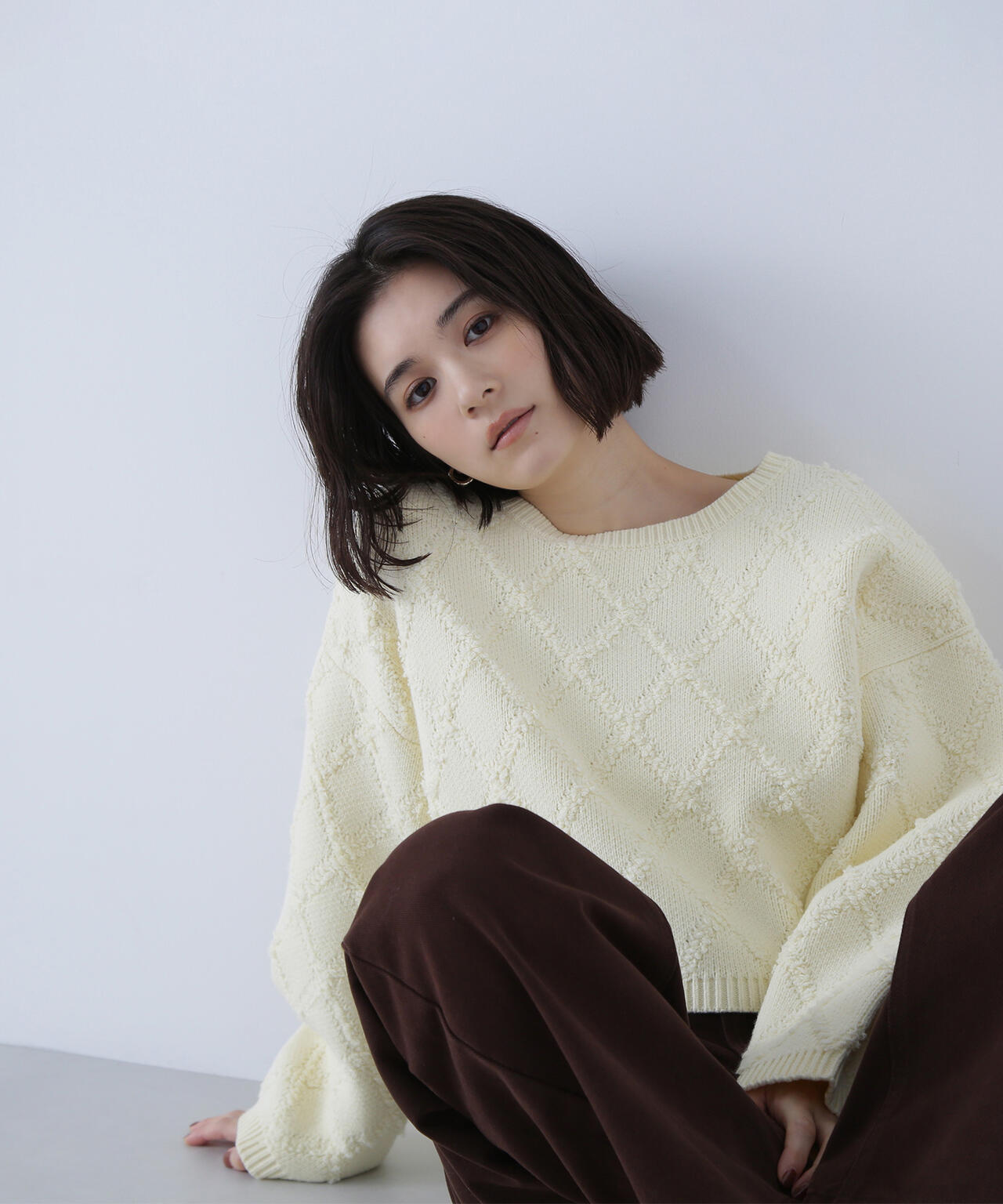 ダイヤ柄クロップドニット | NATURAL BEAUTY BASIC（ナチュラル