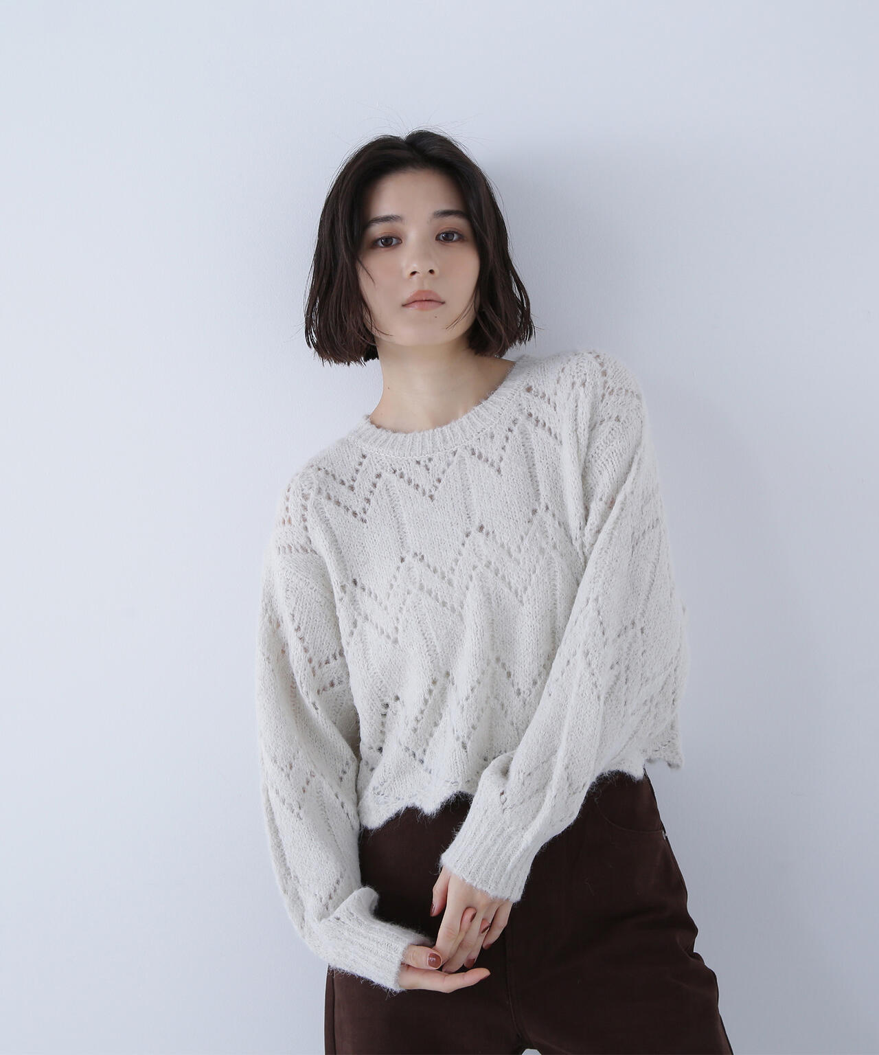 【sweet掲載】スカラップクロップドニット