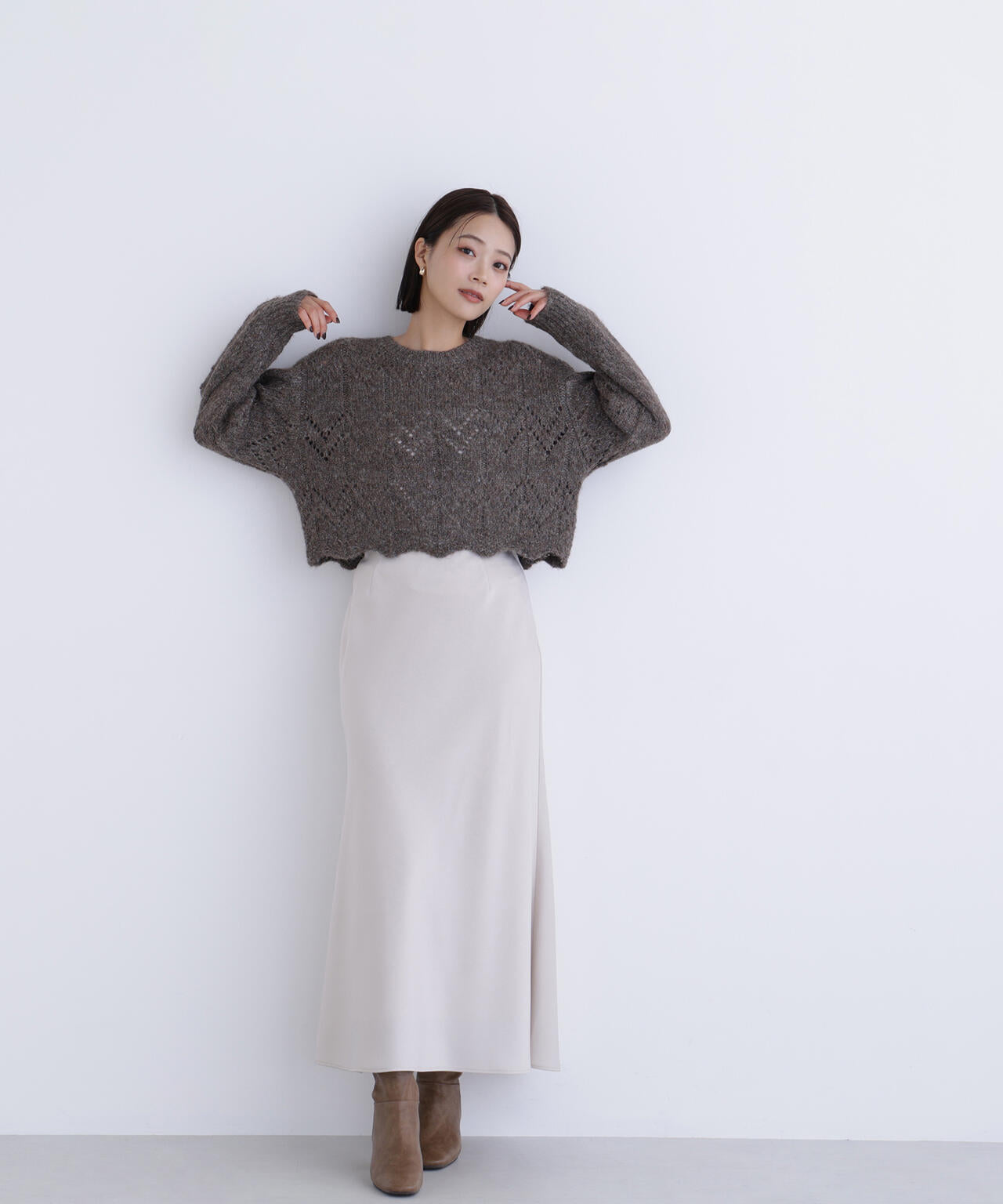 【sweet掲載】スカラップクロップドニット