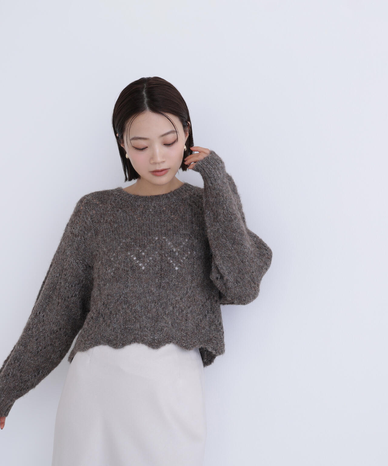 【sweet掲載】スカラップクロップドニット