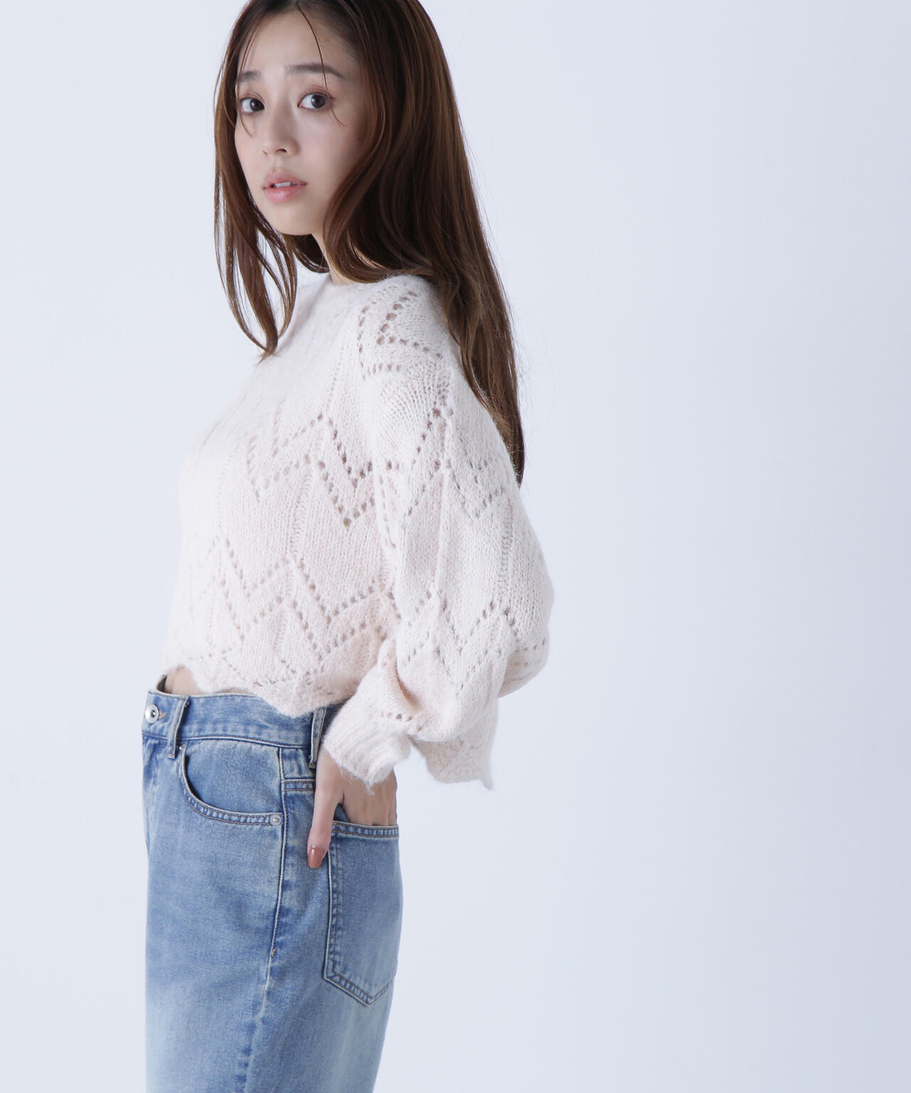 【sweet掲載】スカラップクロップドニット