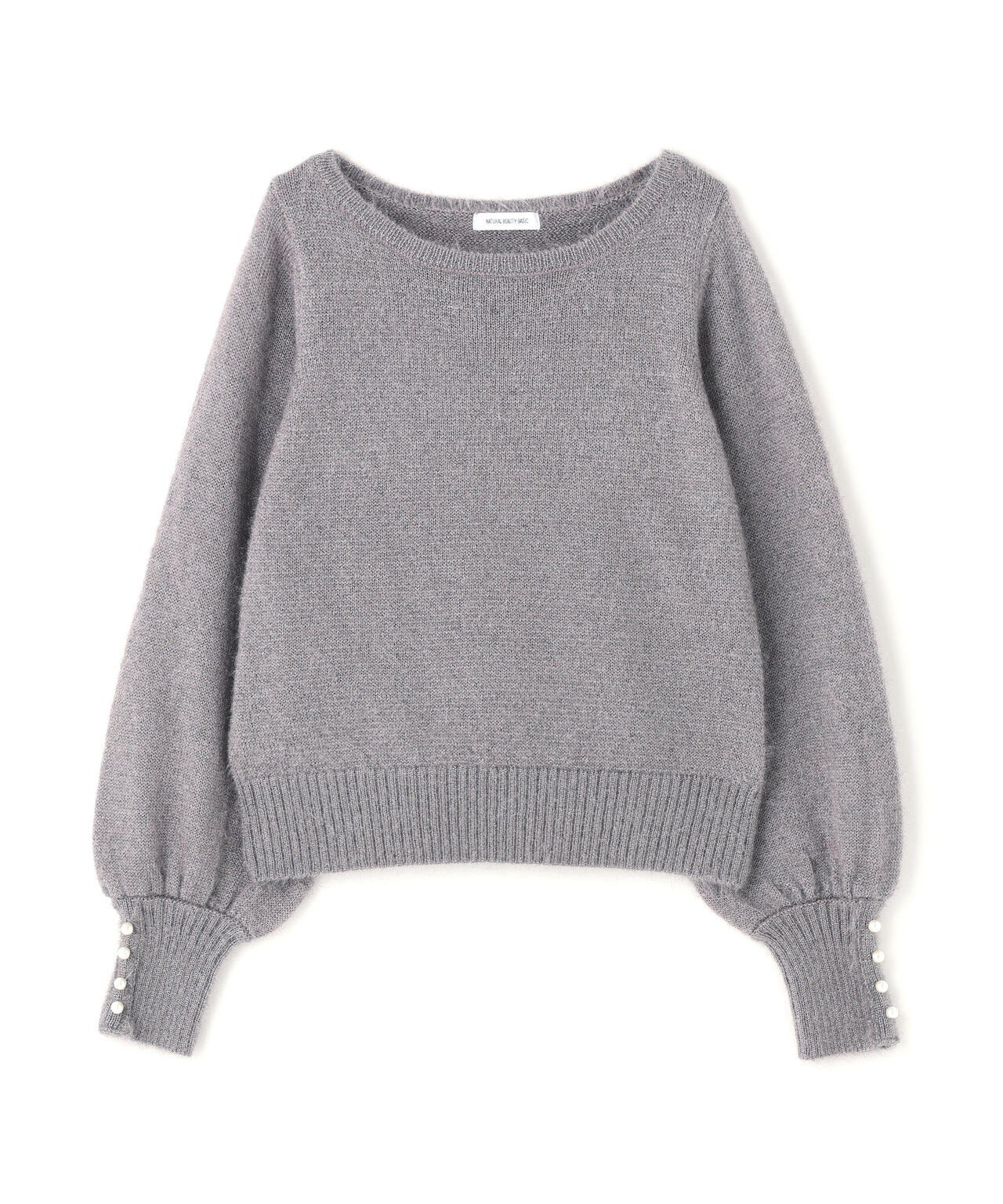 パールボタンヘアリーニット