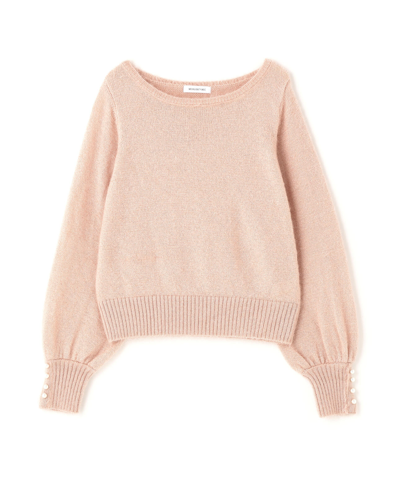 パールボタンヘアリーニット