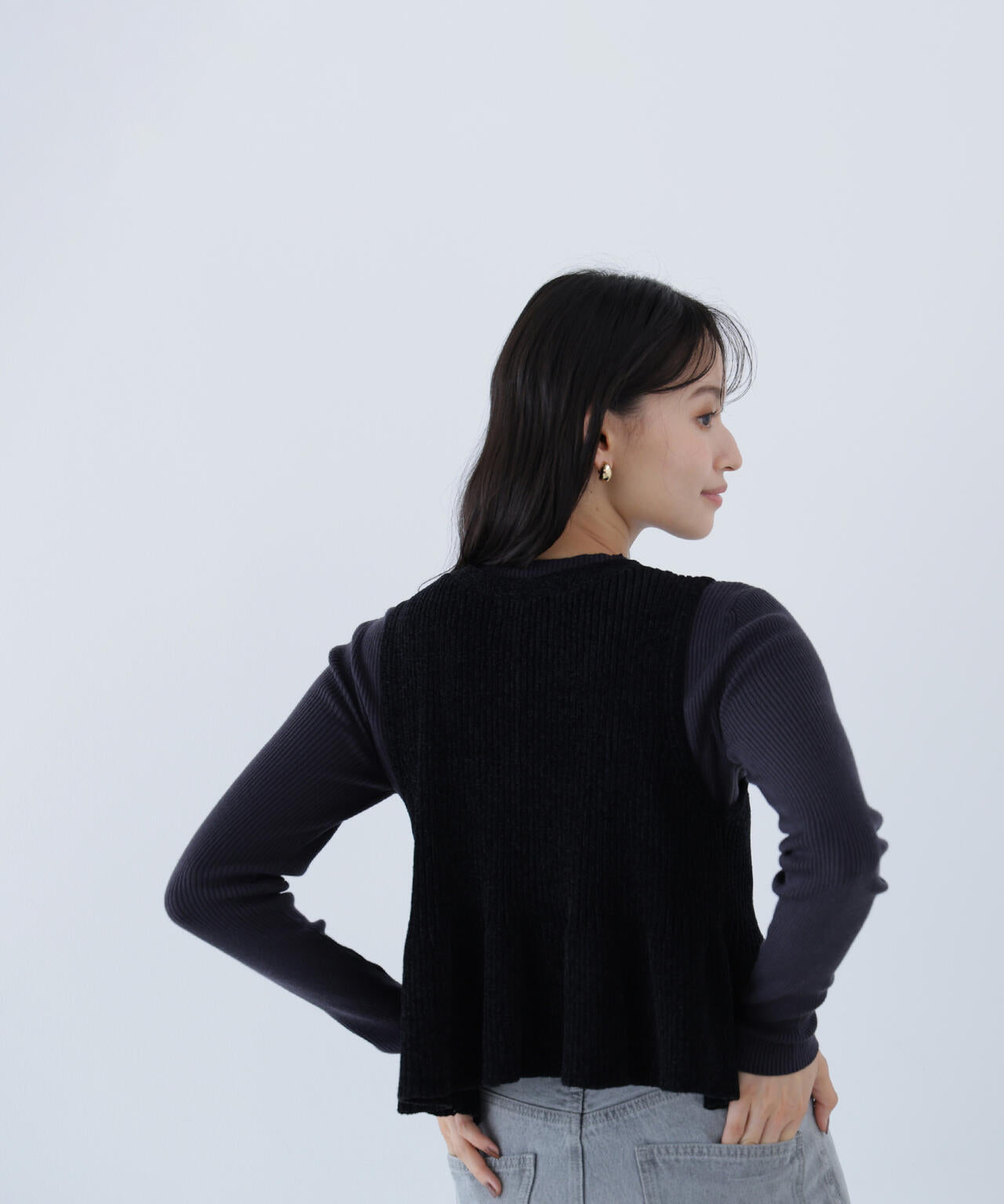 ペプラムベスト＆リブニット