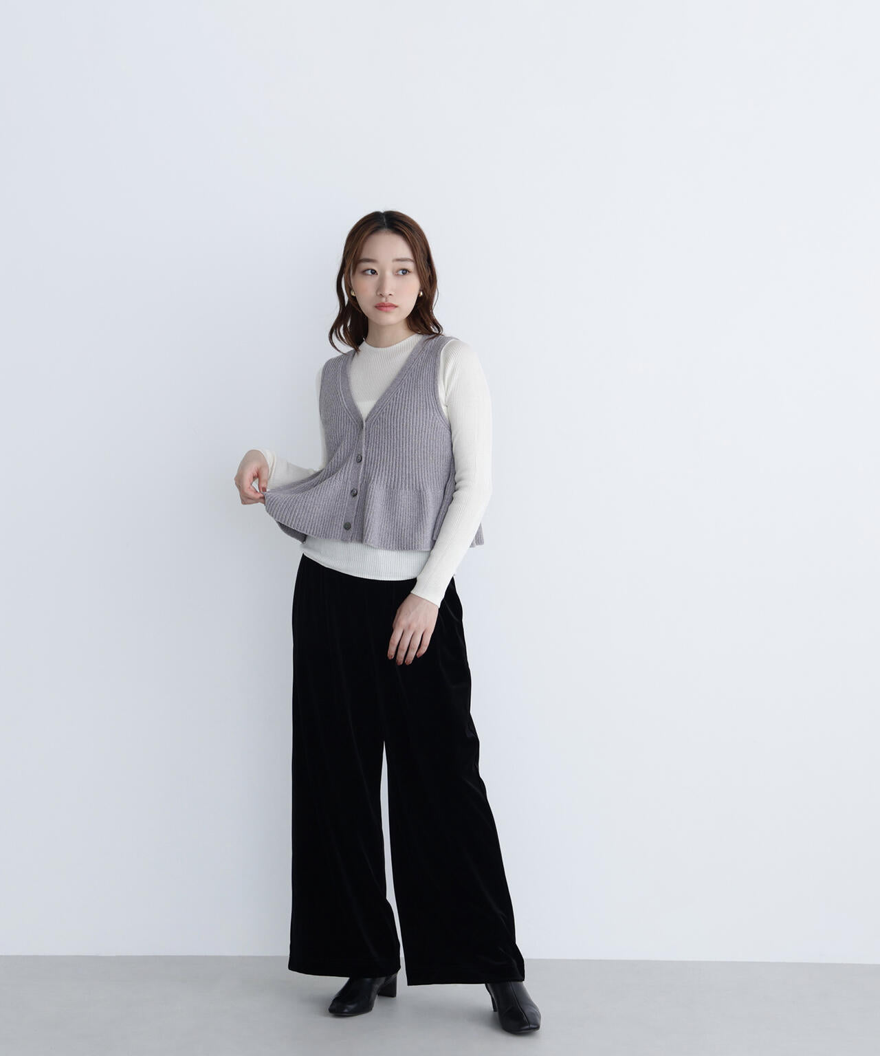 ペプラムベスト＆リブニット