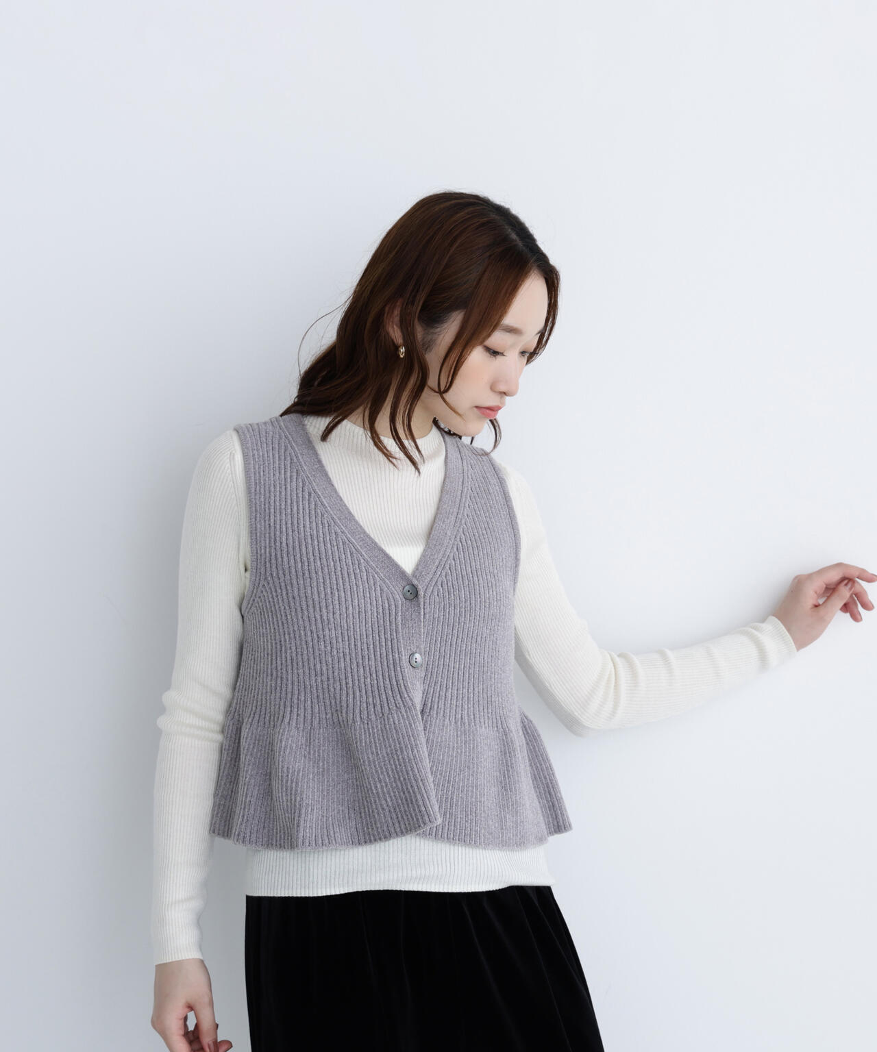 ペプラムベスト＆リブニット