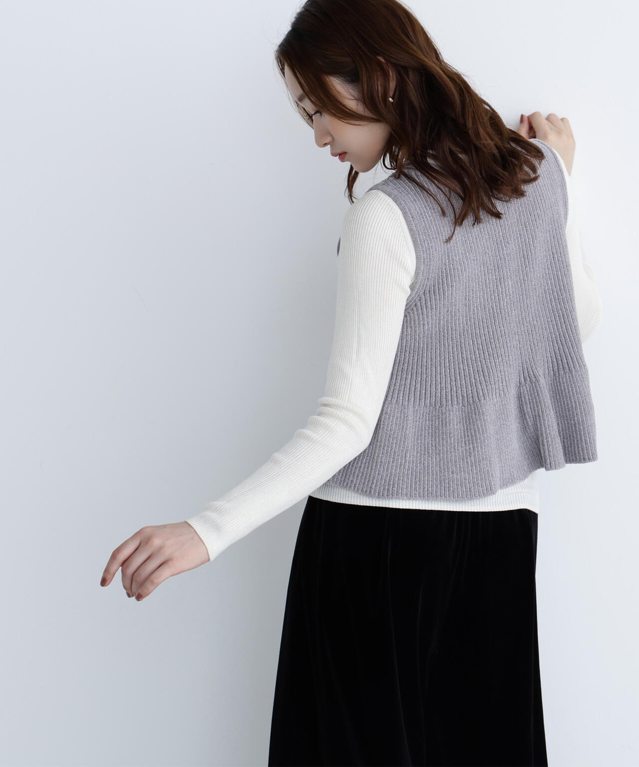 ペプラムベスト＆リブニット