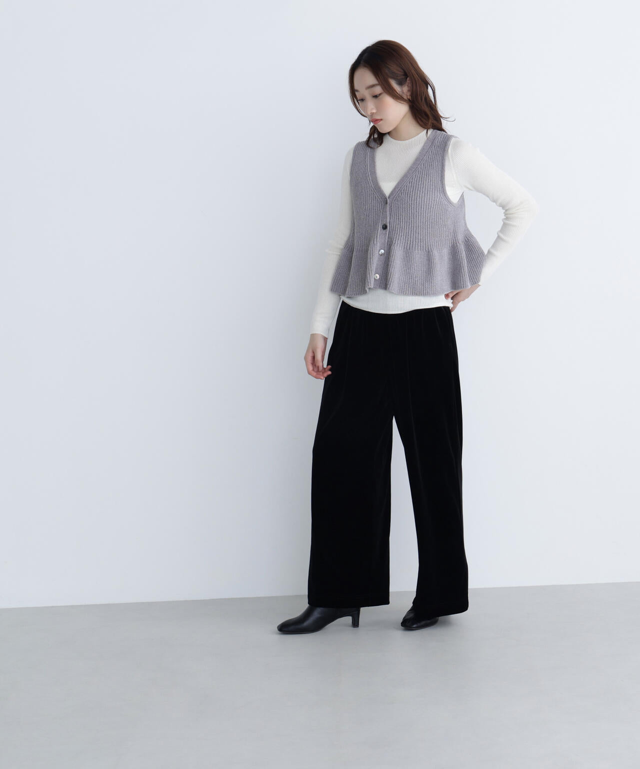 ペプラムベスト＆リブニット
