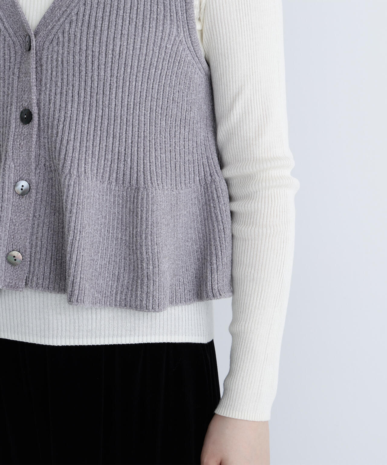 ペプラムベスト＆リブニット