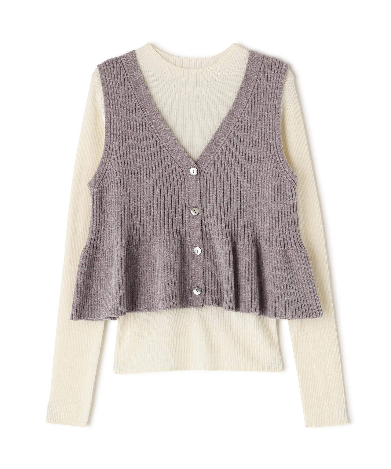 ペプラムベスト＆リブニット