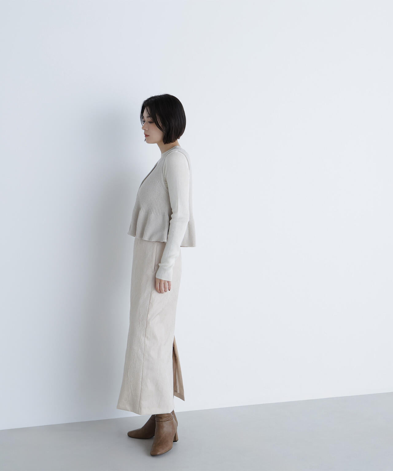 ペプラムベスト＆リブニット