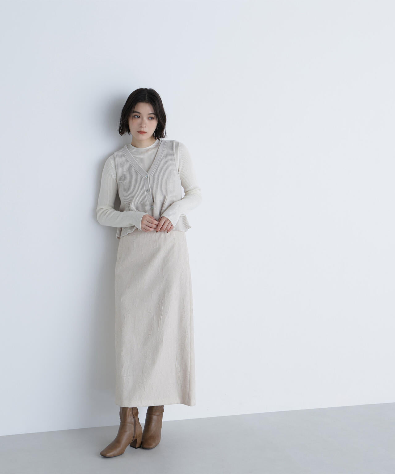 ペプラムベスト＆リブニット