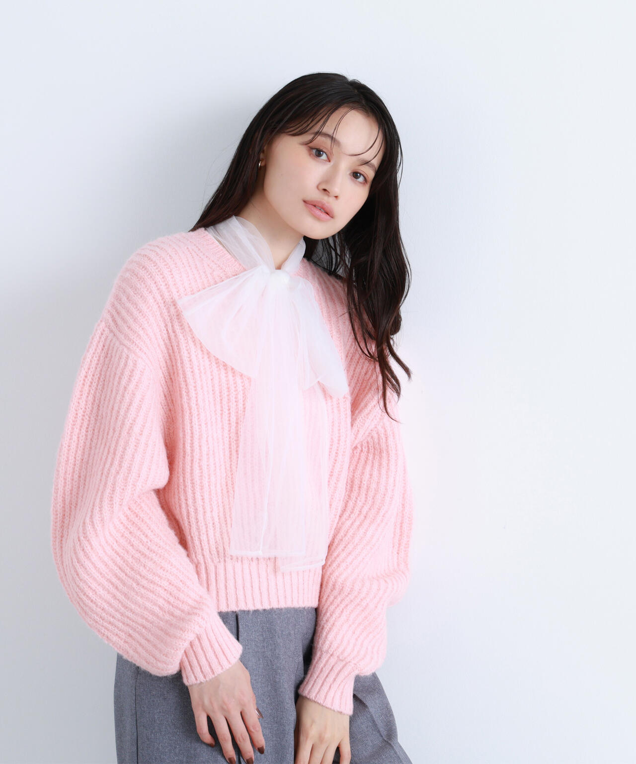 【BLANC】クロップドアゼフォルムニット