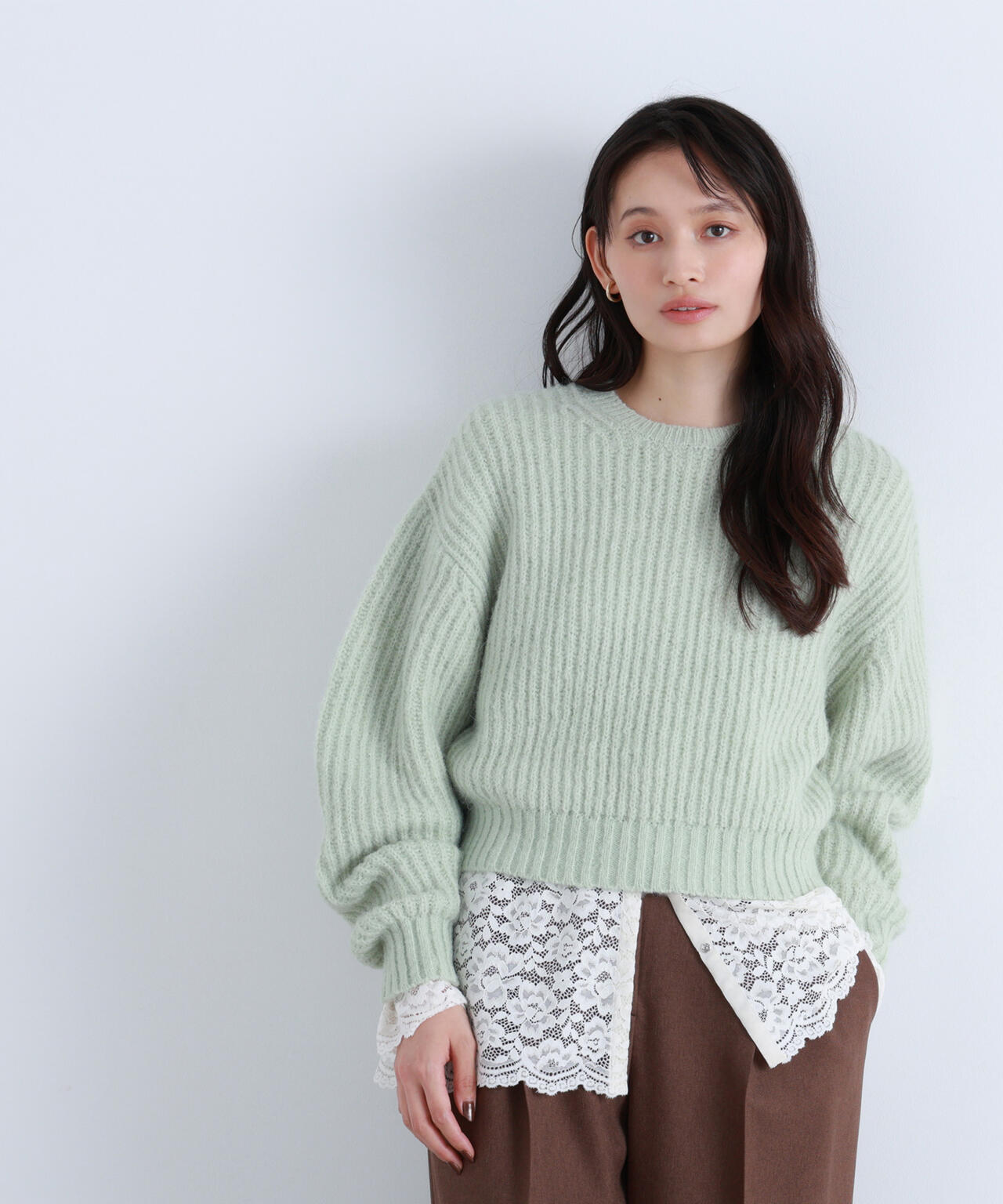 【BLANC】クロップドアゼフォルムニット