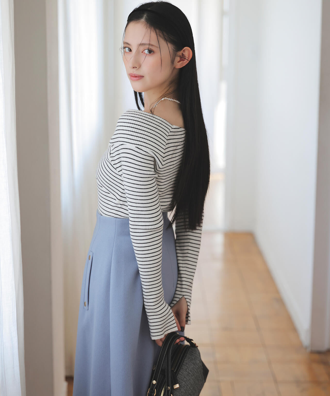 クロスネックリブニット | NATURAL BEAUTY BASIC（ナチュラル