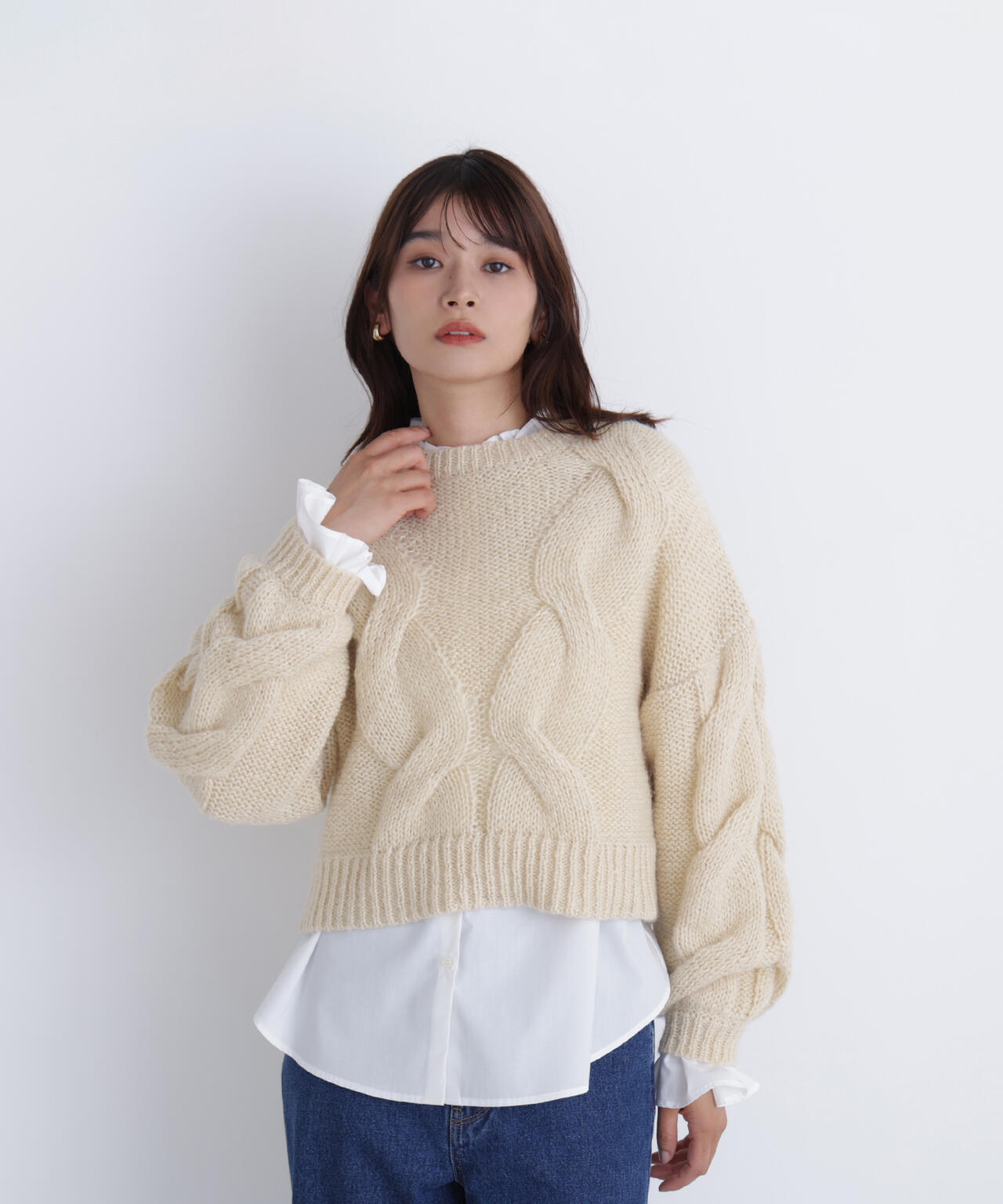 Bibiy. BSONIA KNIT グレー クロップド　ケーブルニット 11_70c5a59d-f7ee-460e-a793-