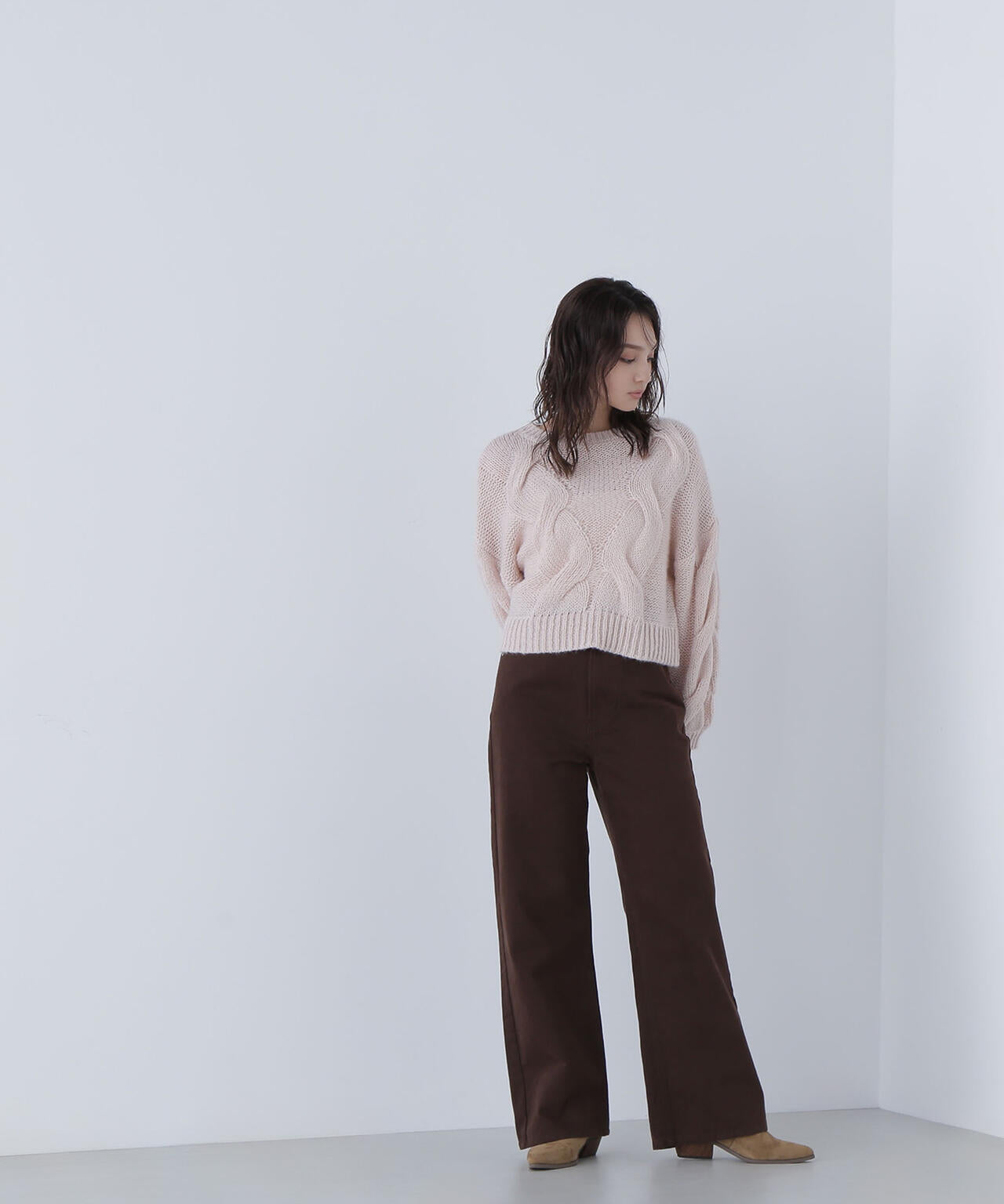 【Oggi掲載】クロップドビッグケーブルニット