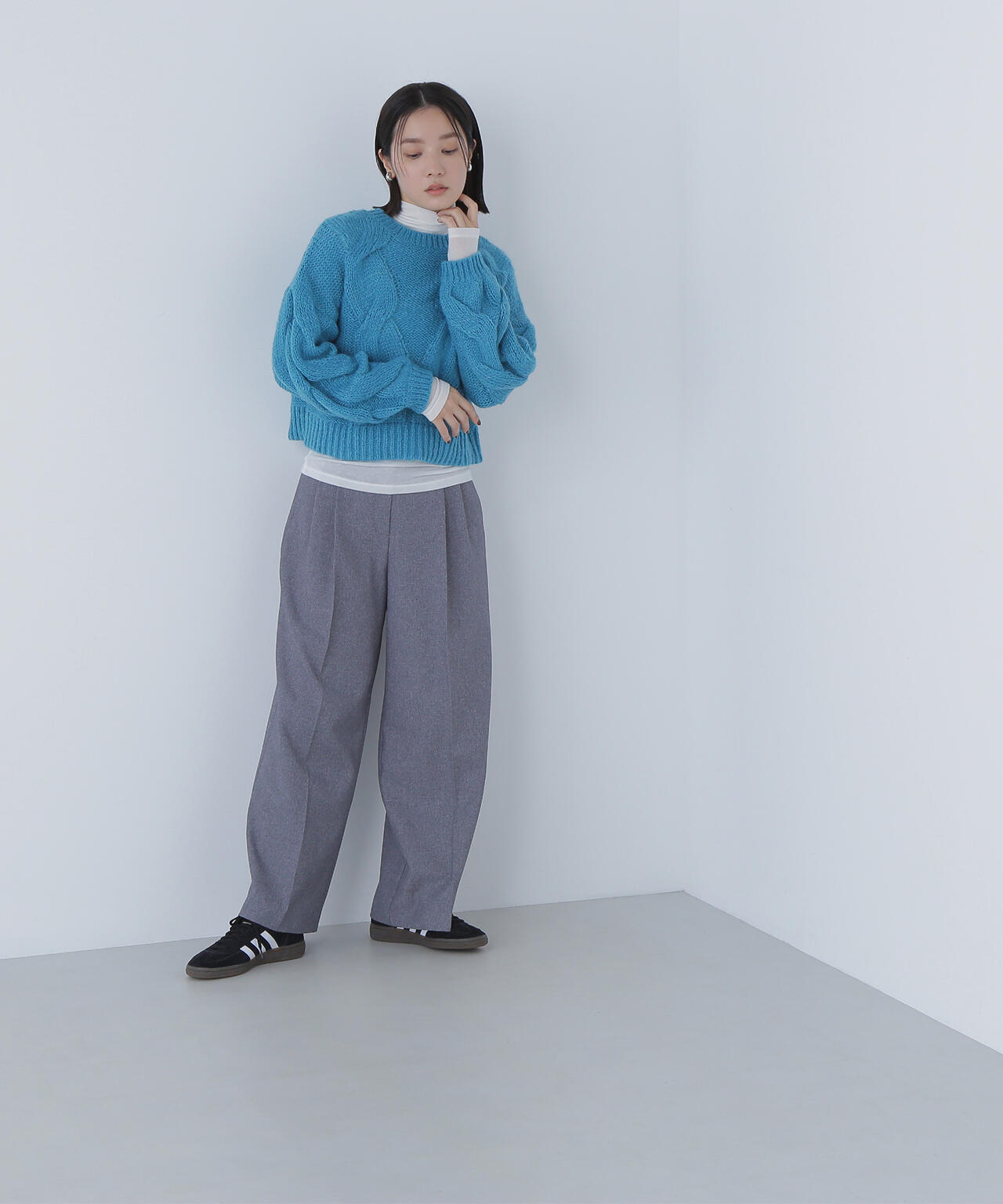 【Oggi掲載】クロップドビッグケーブルニット