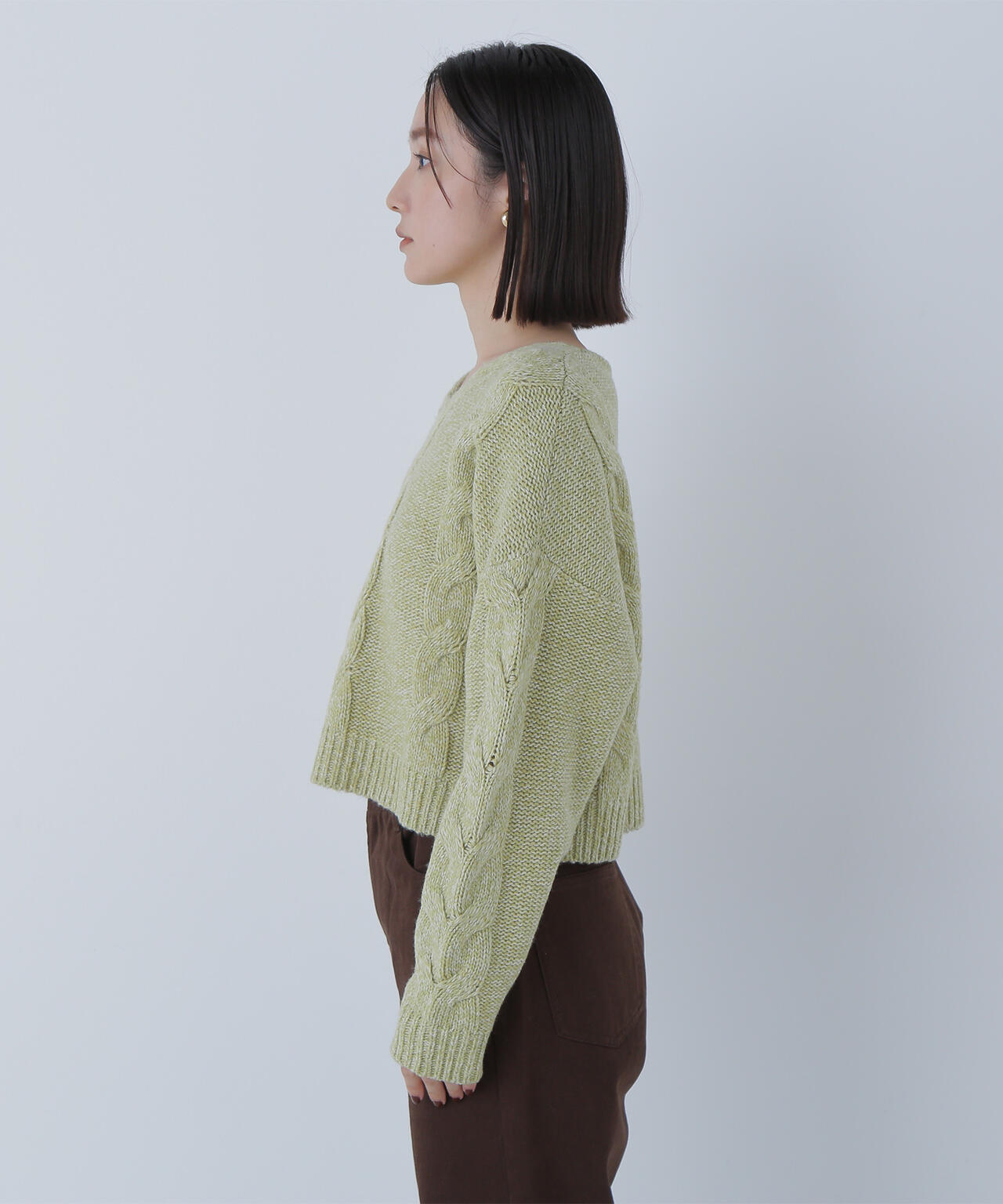 Vネックケーブルニット | NATURAL BEAUTY BASIC（ナチュラル