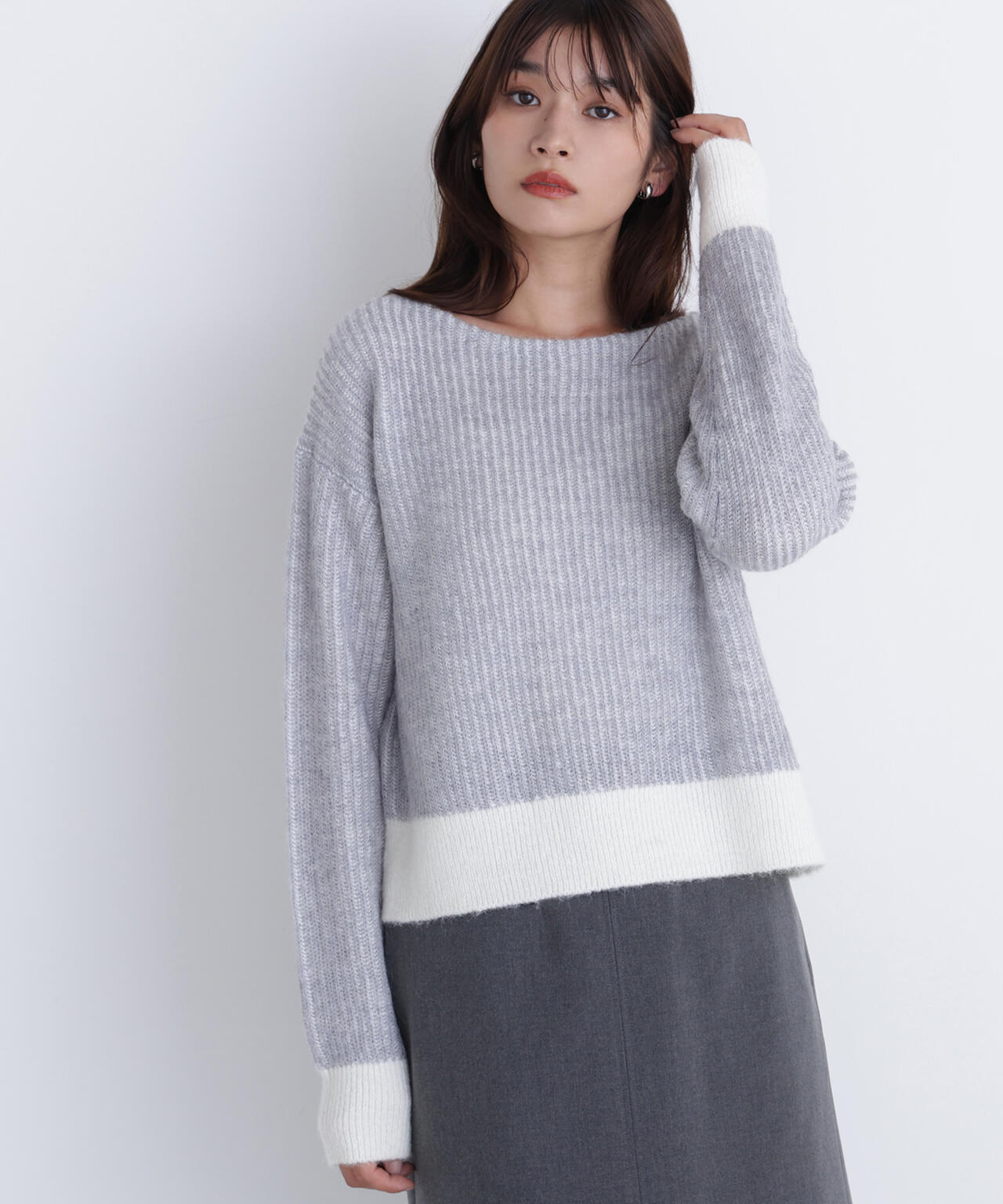 配色リブボクシーニット | NATURAL BEAUTY BASIC（ナチュラル