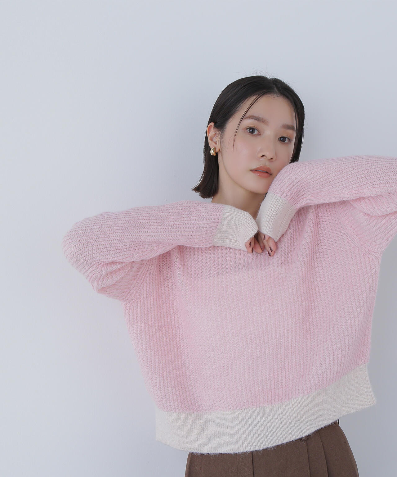 配色リブボクシーニット | NATURAL BEAUTY BASIC（ナチュラル