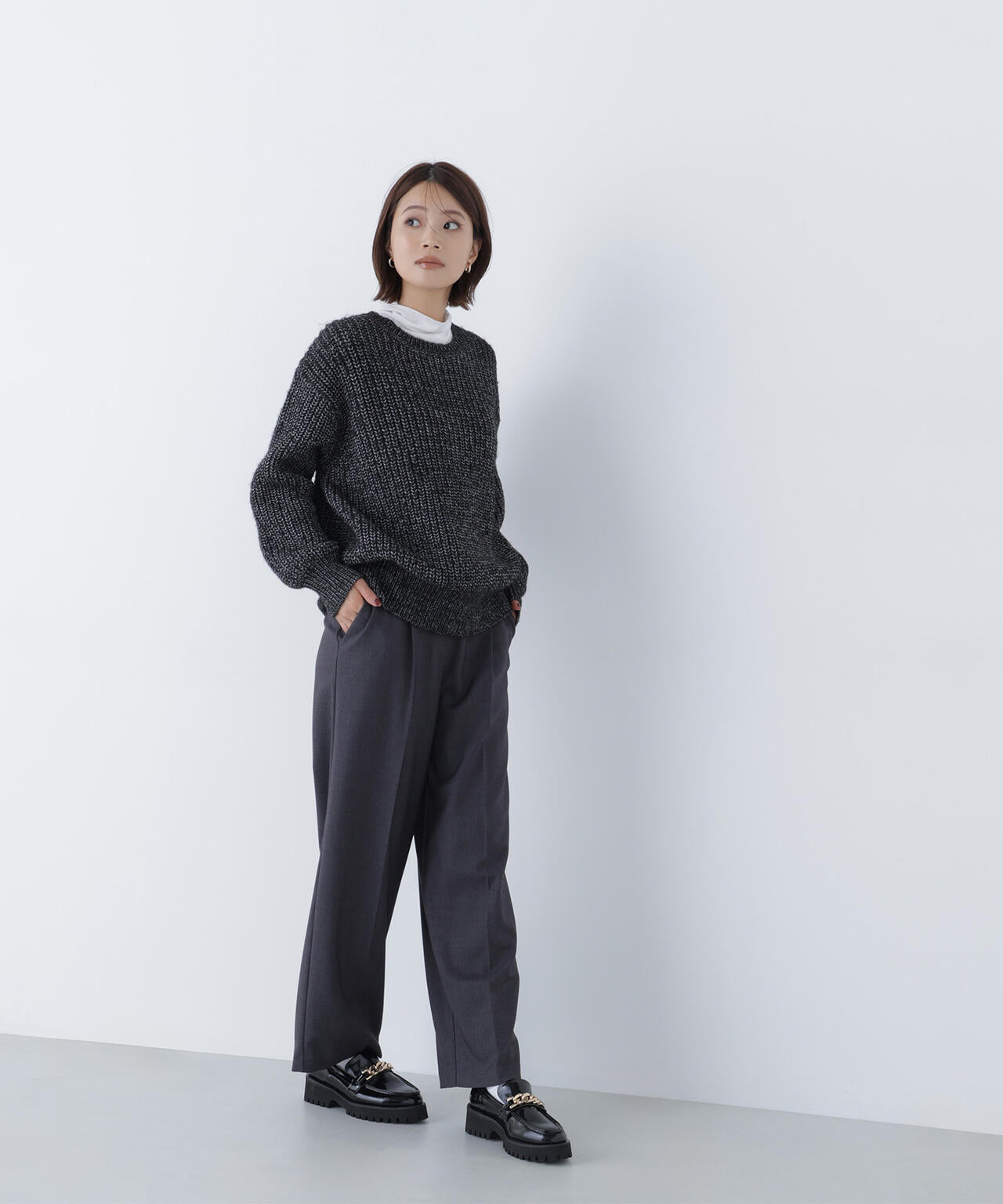 【希少】オープロジェクトローゲージニット 黒 ブラック オーバーサイズ ローゲージボクシーニット | NATURAL BEAUTY BASIC（ナチュラル