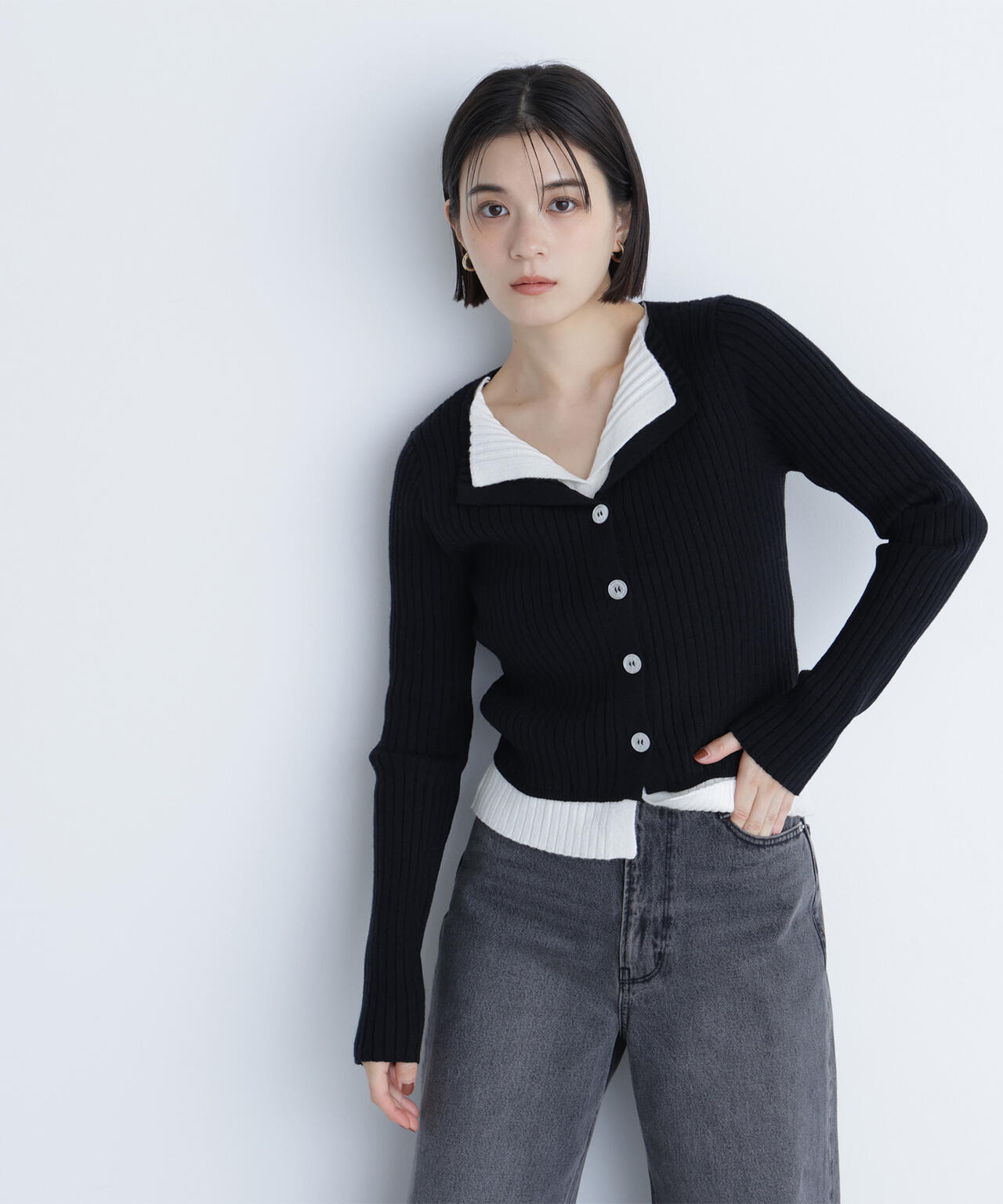 レイヤードライクスキッパーニット